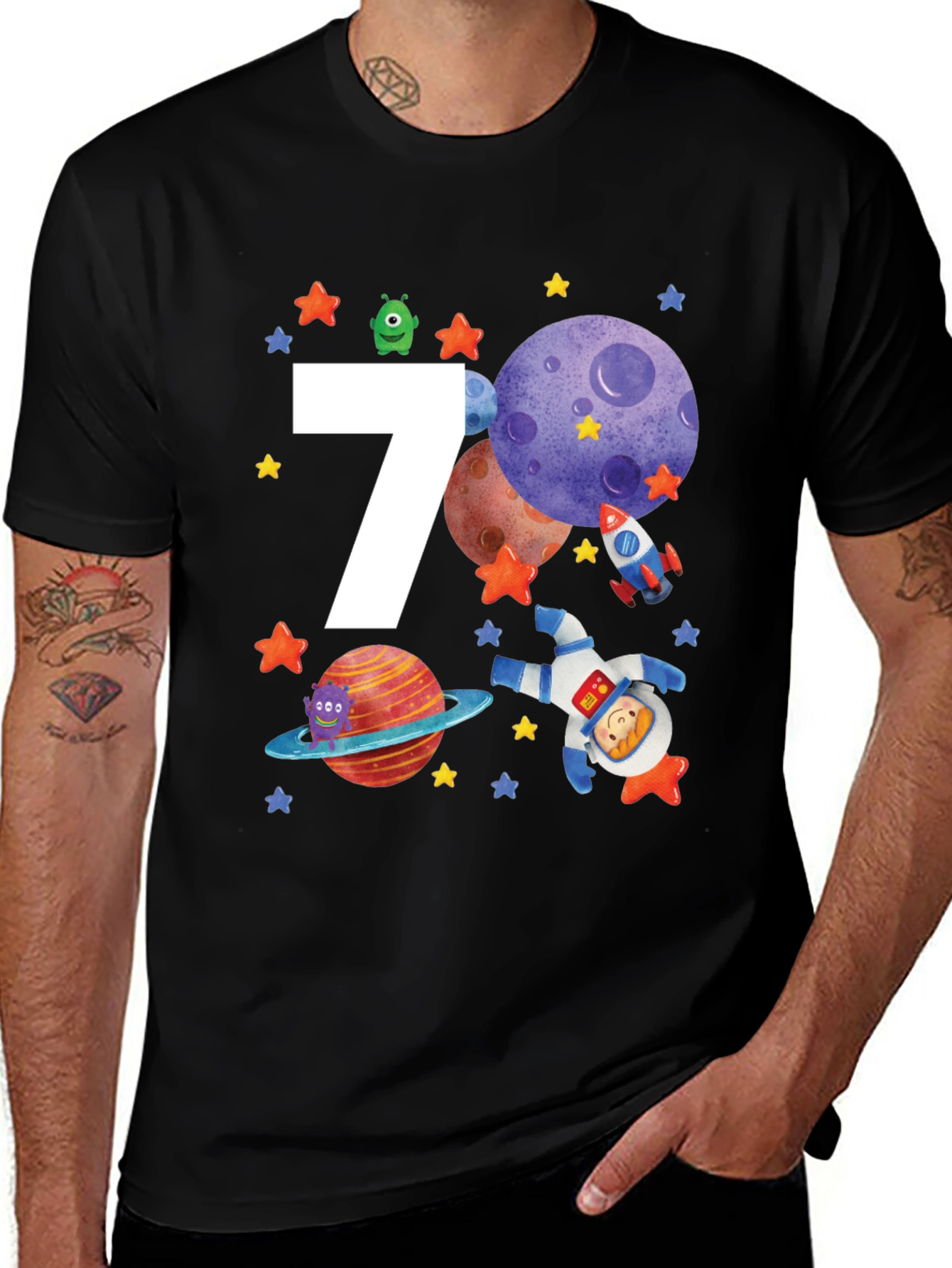 Variant 3 of 7th Birthday Space Theme T-Shirt