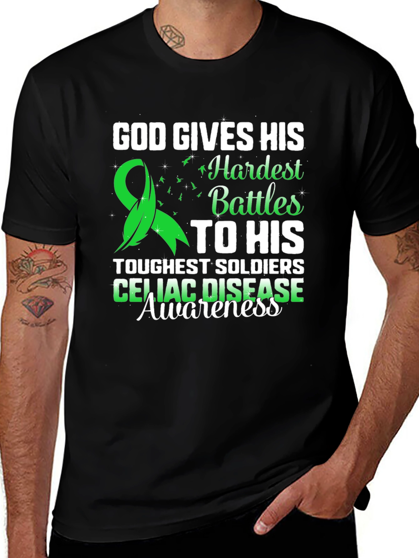 Celiac Disease Awareness T-Shirt - God Gives His Hardest Battles