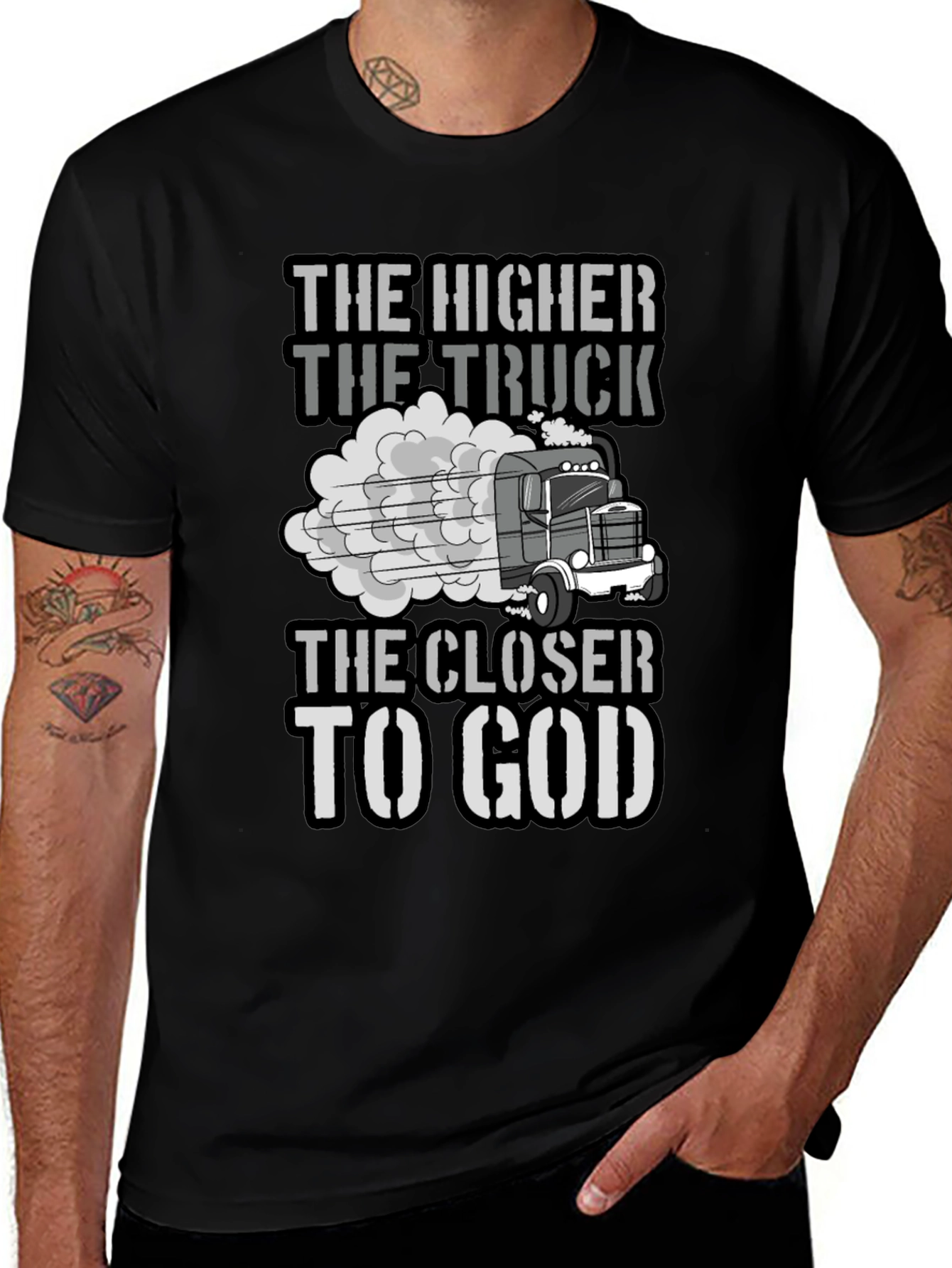Variant 24 of Trucker Humor Graphic Tee - The Higher The Truck