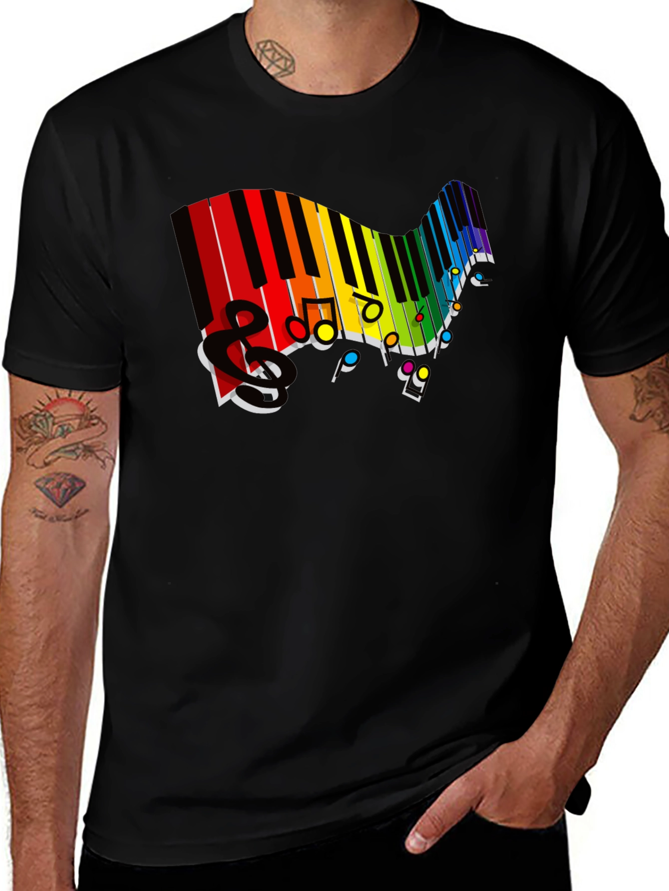 Rainbow Piano Keys Music T-Shirt