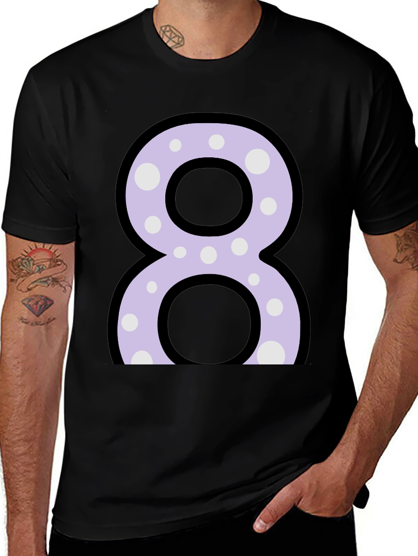 Variant 29 of Fun Number 8 T-Shirt - Polka Dot Design