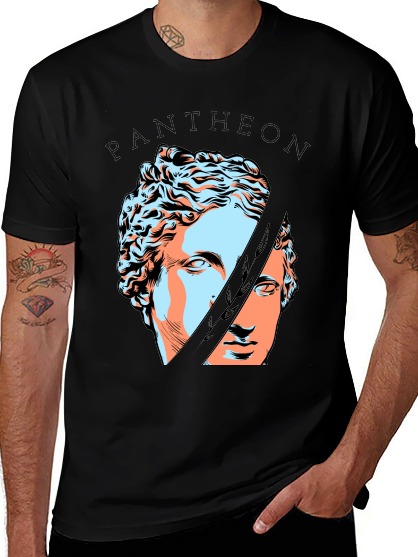 Variant 23 of Modern Greek Statue Graphic Black T-Shirt