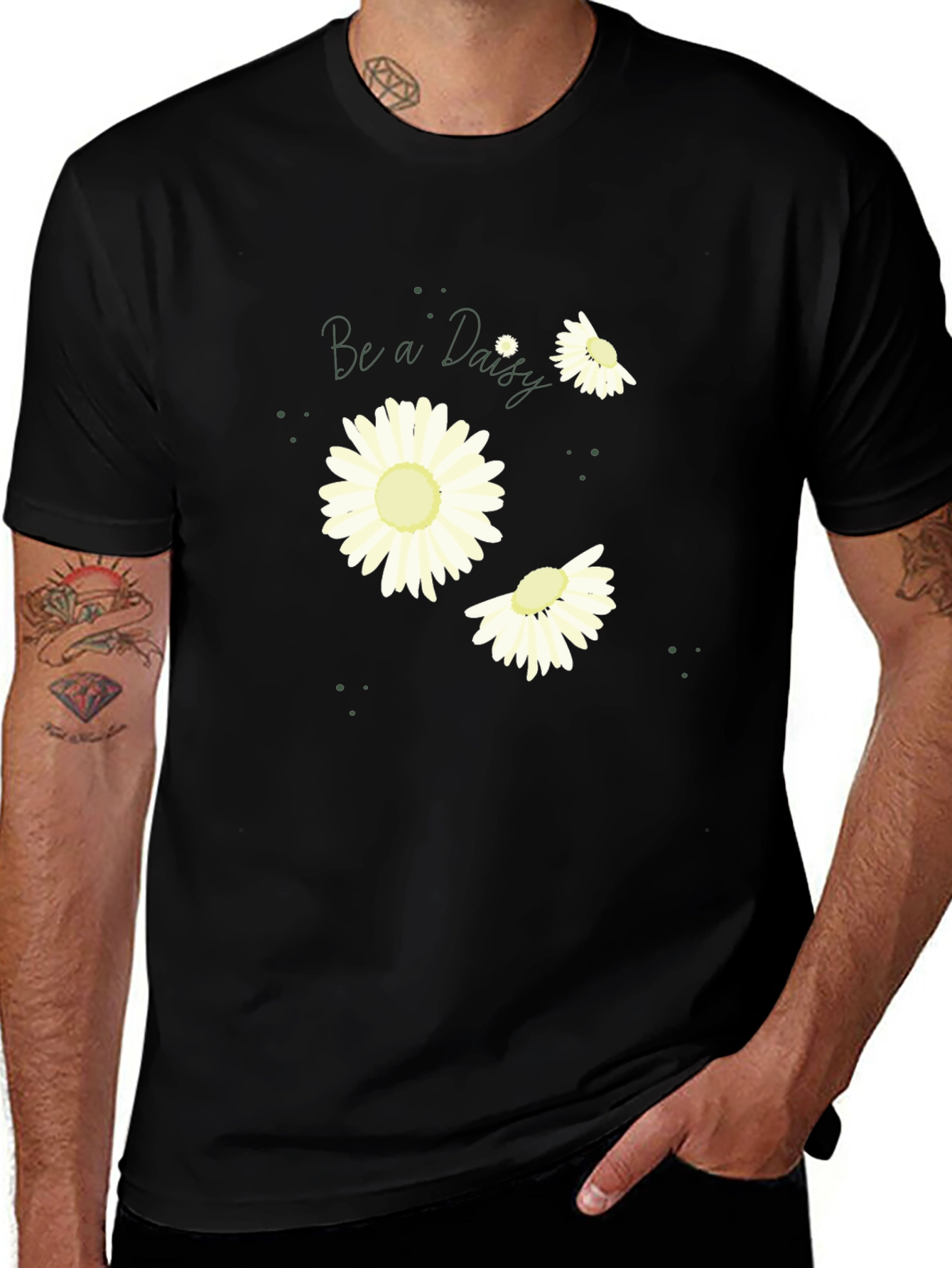 Variant 28 of Black T-Shirt with Daisy Floral Graphic