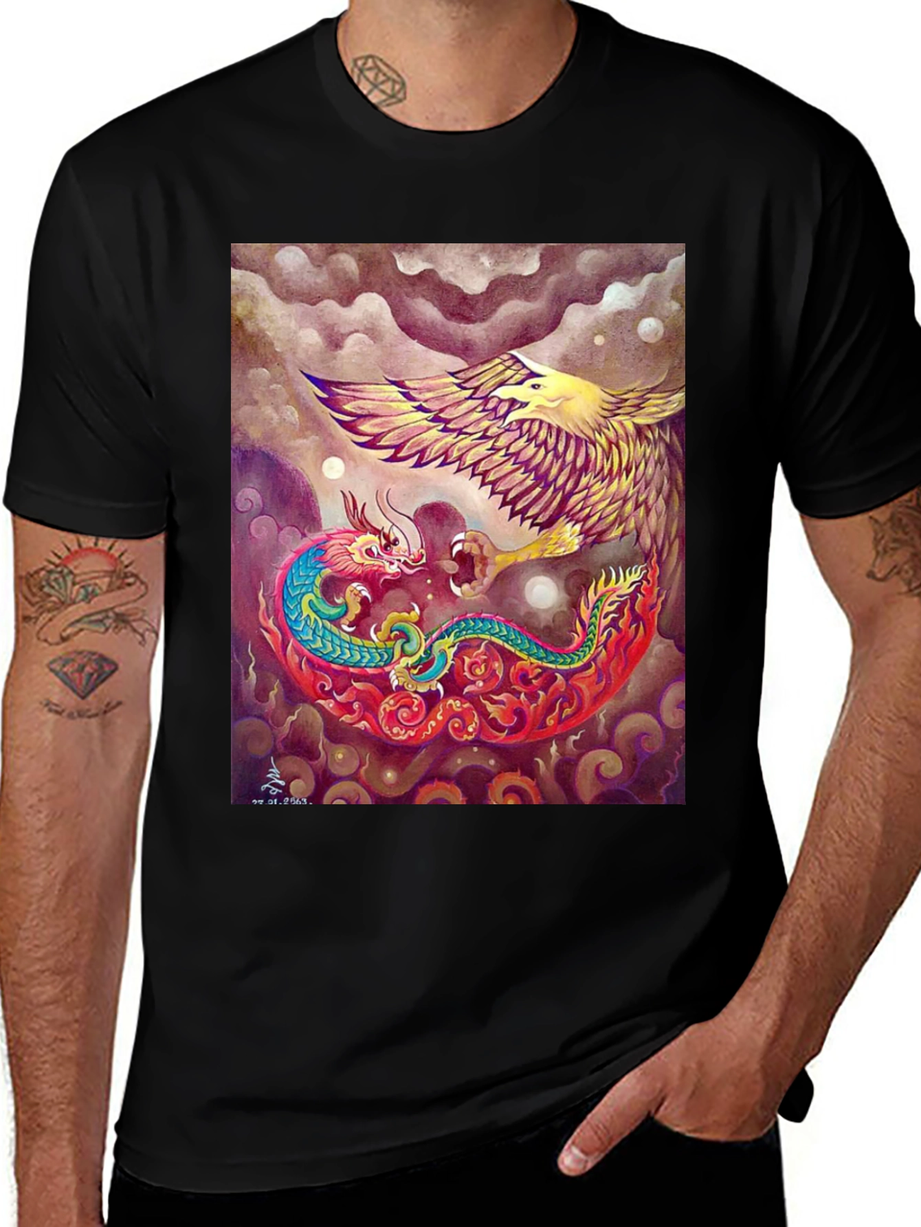 Variant 5 of Dragon vs Eagle Graphic Print T-Shirt