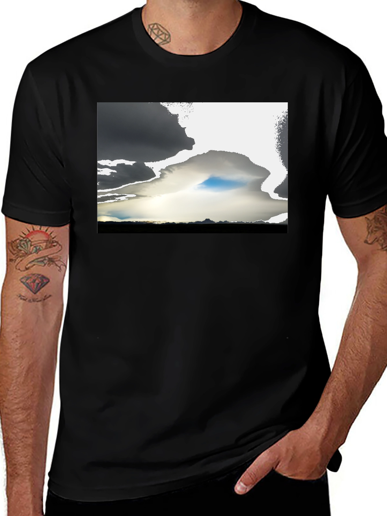 Variant 21 of Dramatic Sky Graphic Tee - Black Cotton Blend