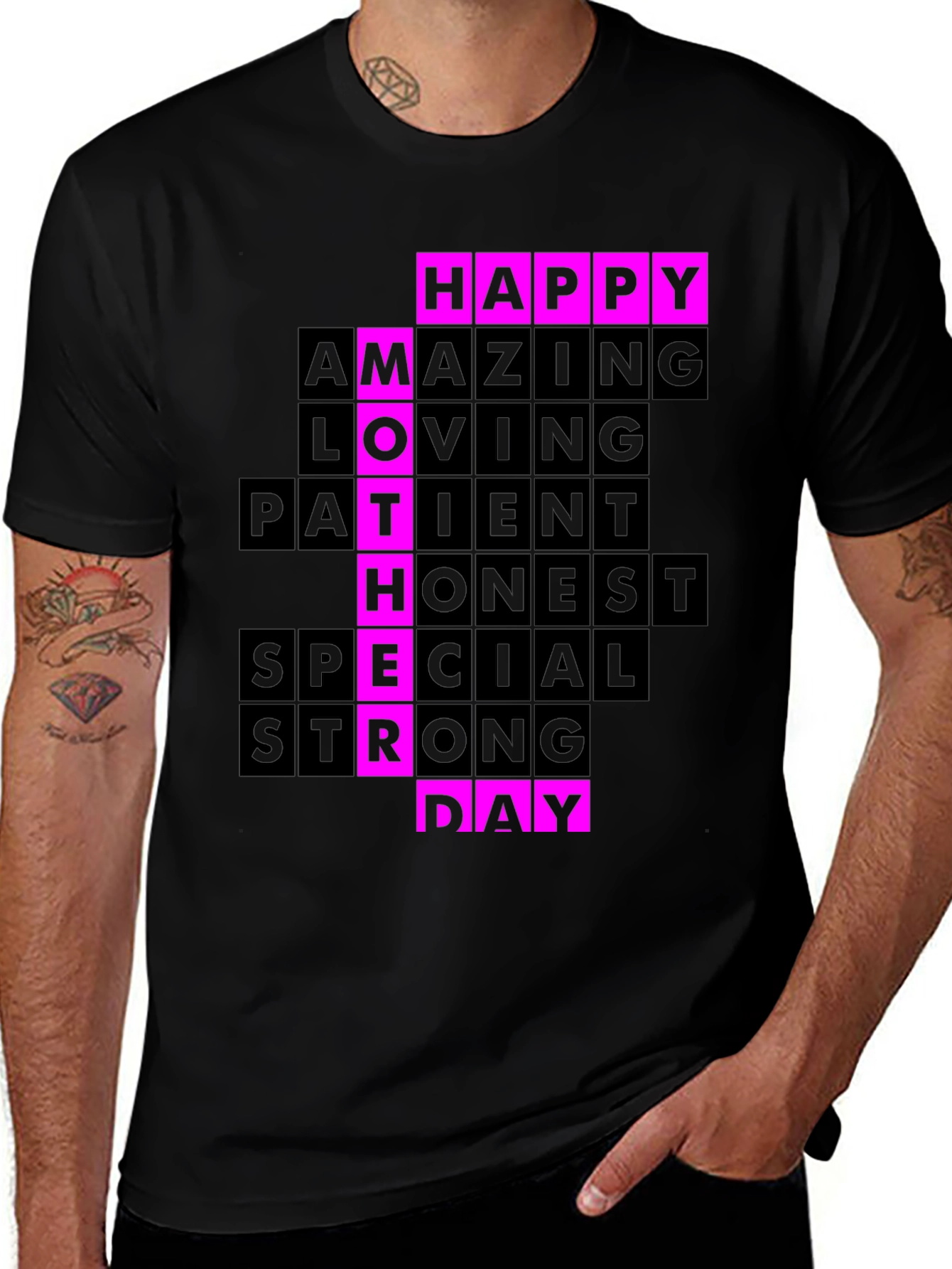Happy Mother's Day T-Shirt - Pink & Black Design