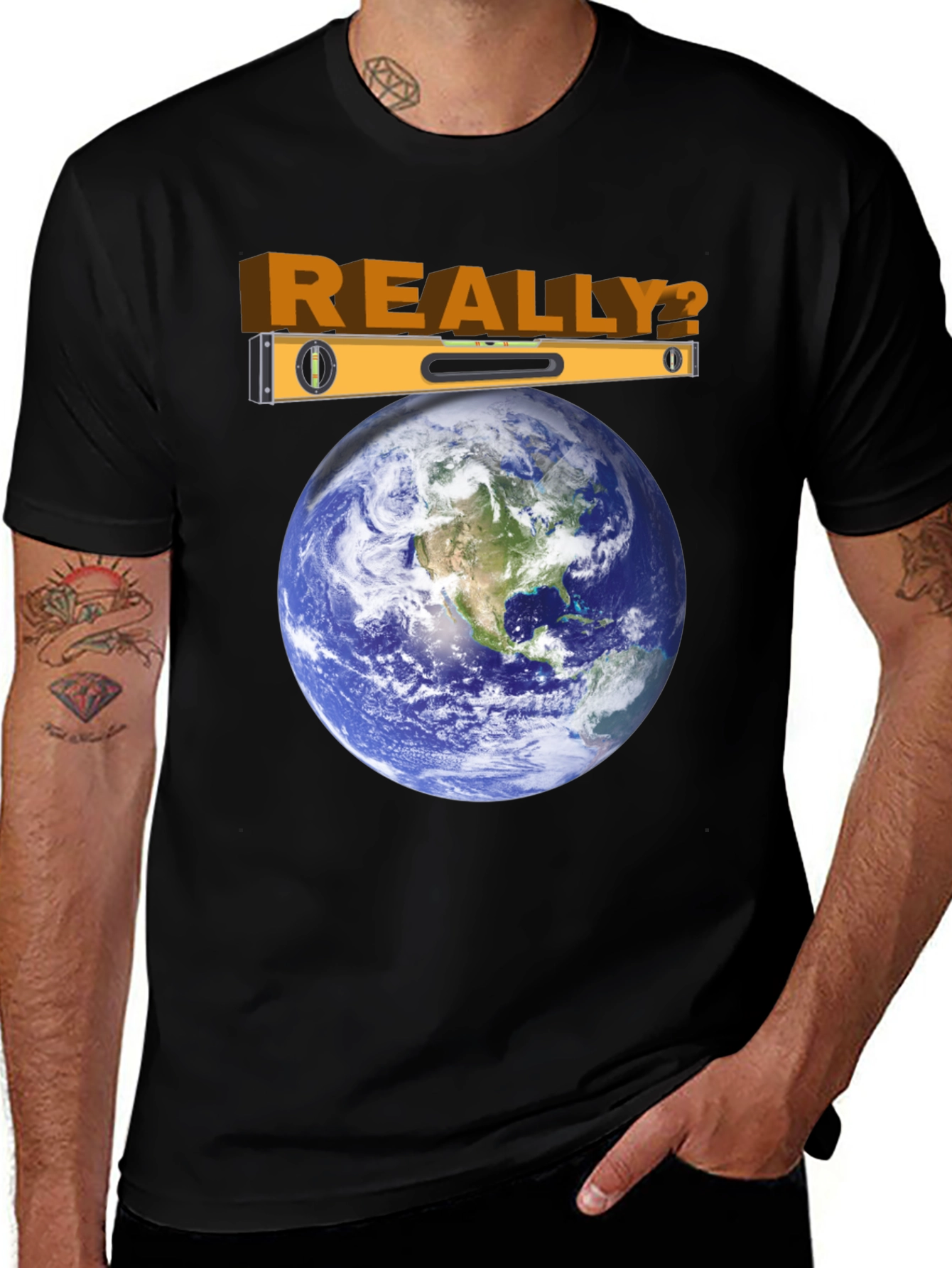Variant 4 of Flat Earth T-Shirt - Level with Reality!
