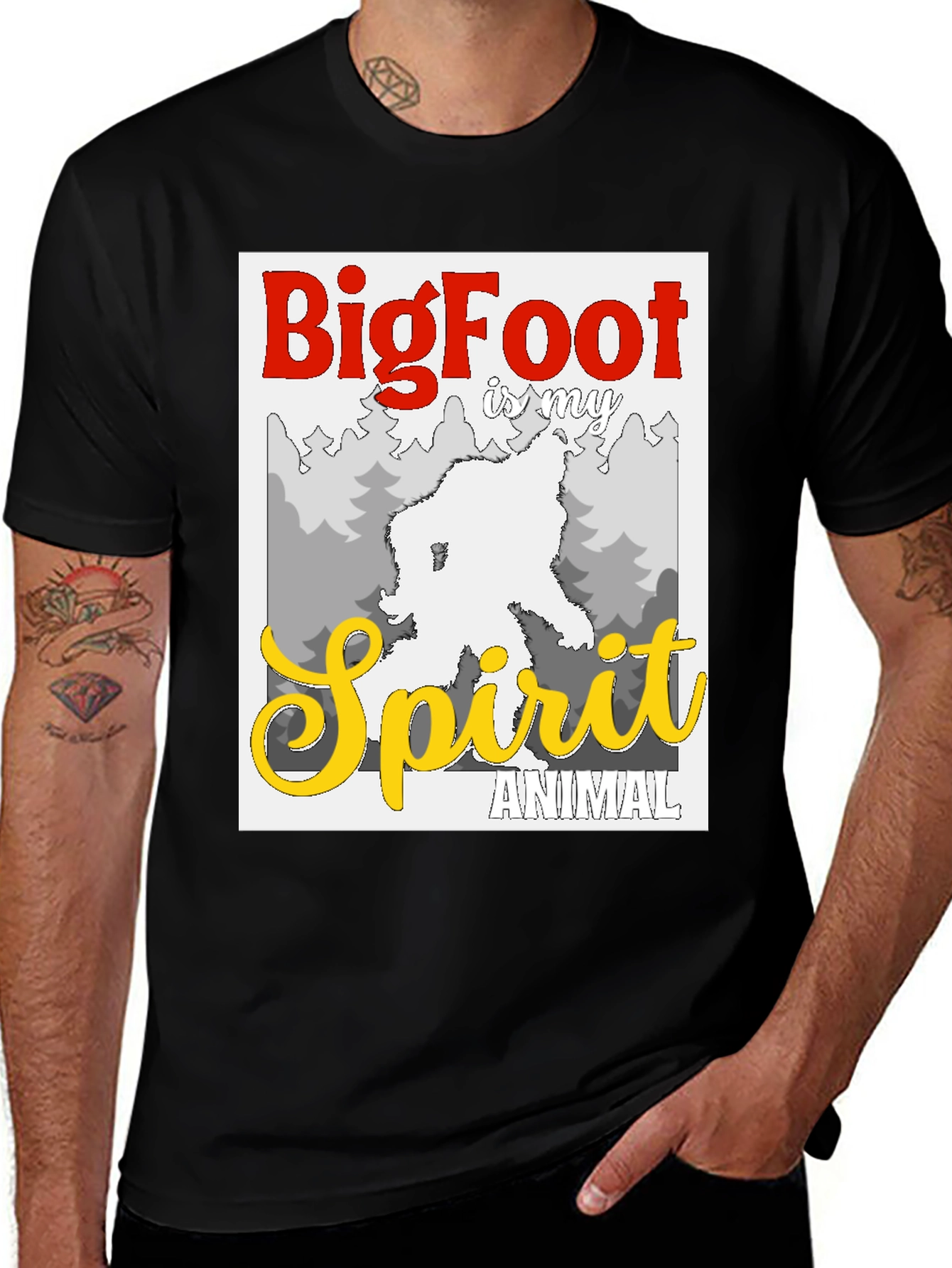 Bigfoot Spirit Animal Graphic Tee - Black