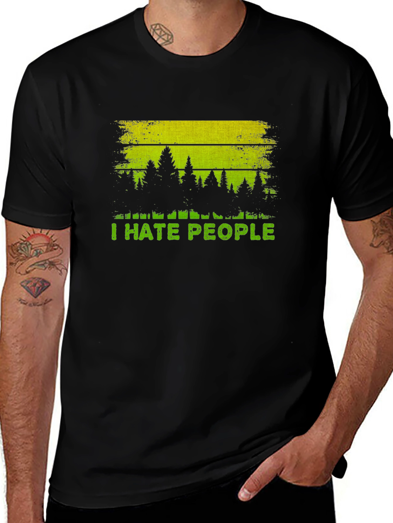 Variant 4 of I Hate People T-Shirt Nature Forest Graphic Tee