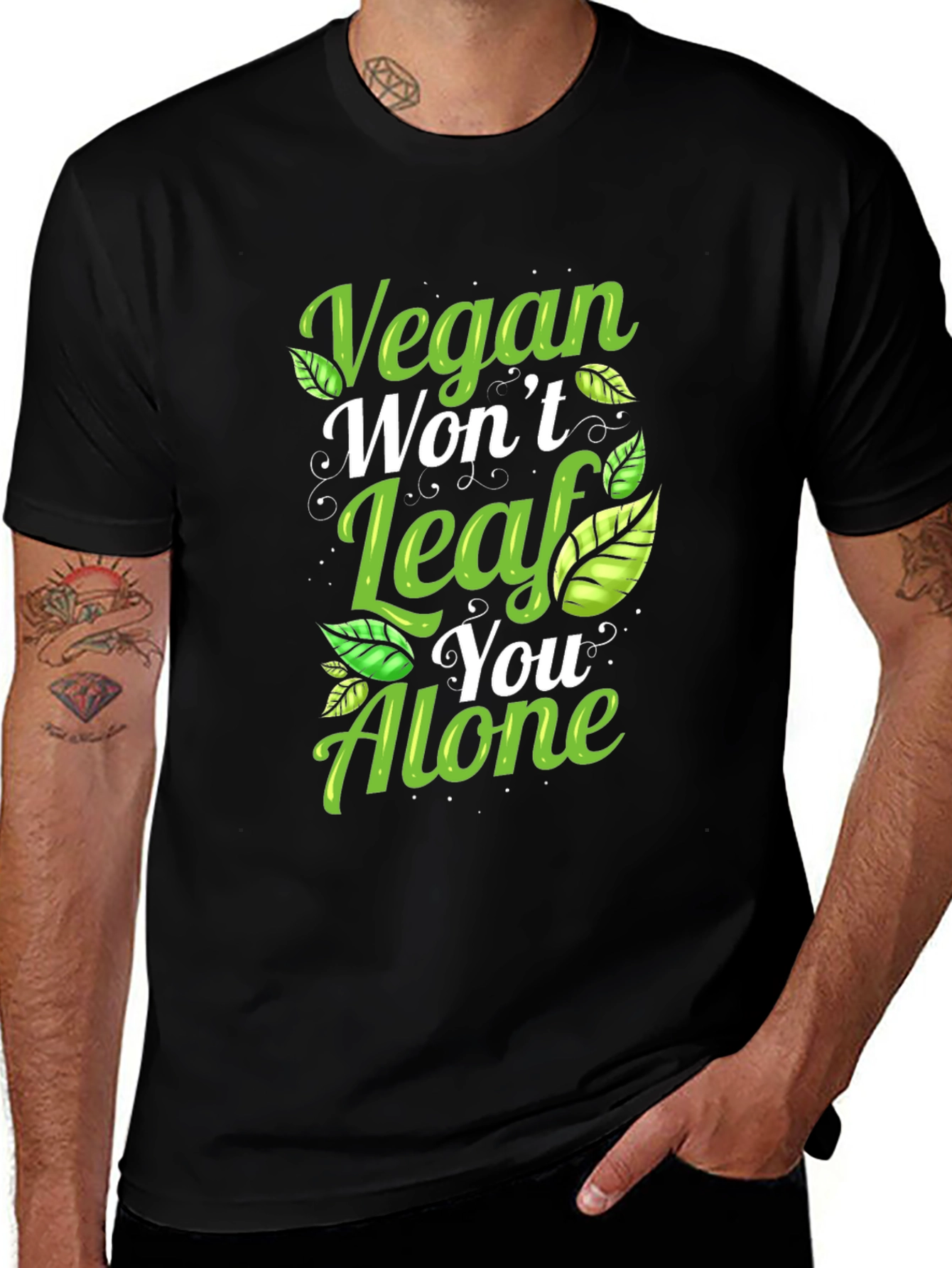 Variant 19 of Vegan Won't Leaf You Alone Graphic Tee
