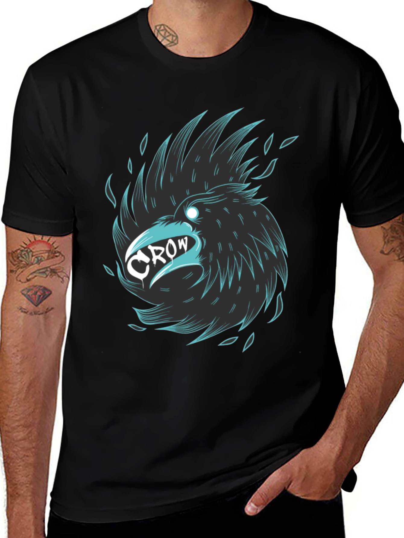 Variant 25 of Cool Crow Graphic Tee - Stylish Black T-Shirt