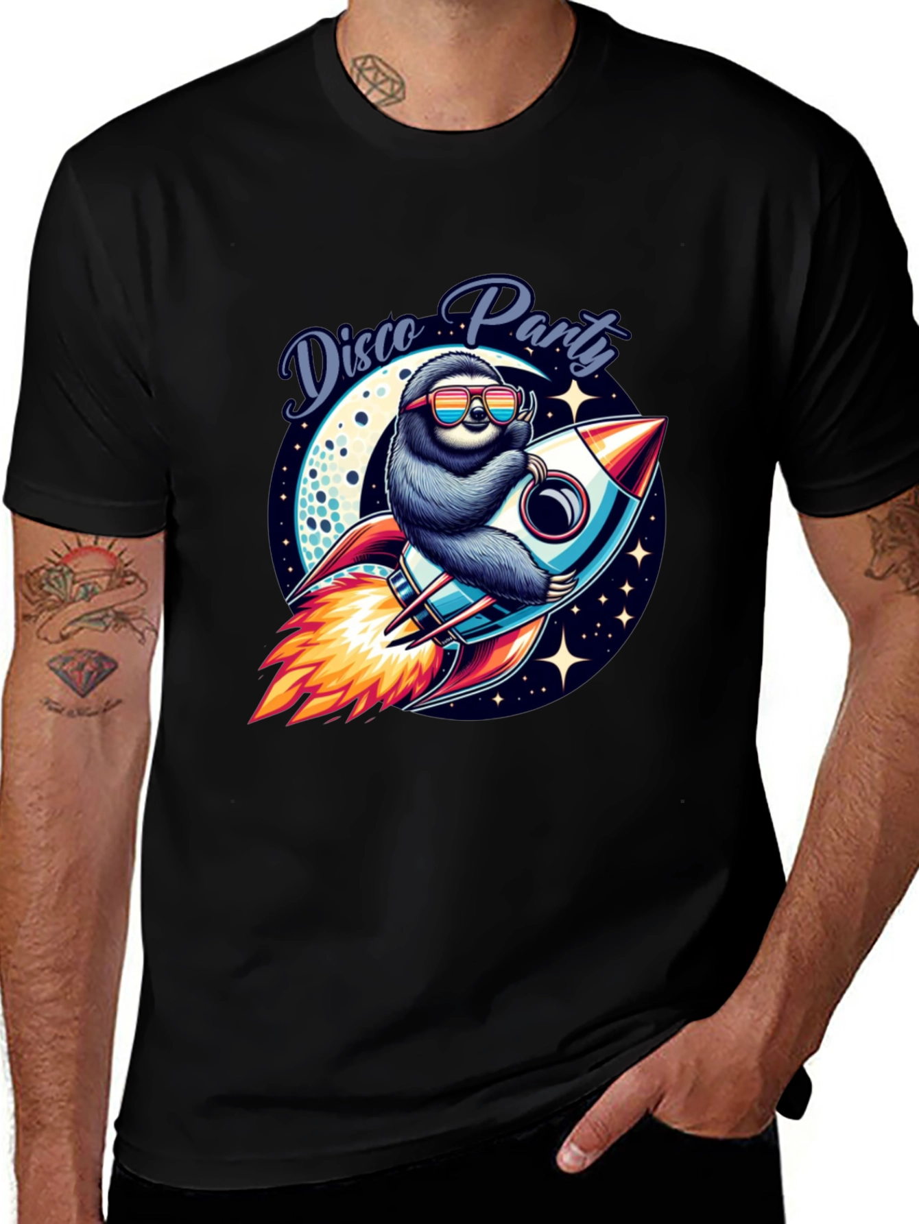 Variant 14 of Disco Sloth Rocket Graphic Tee
