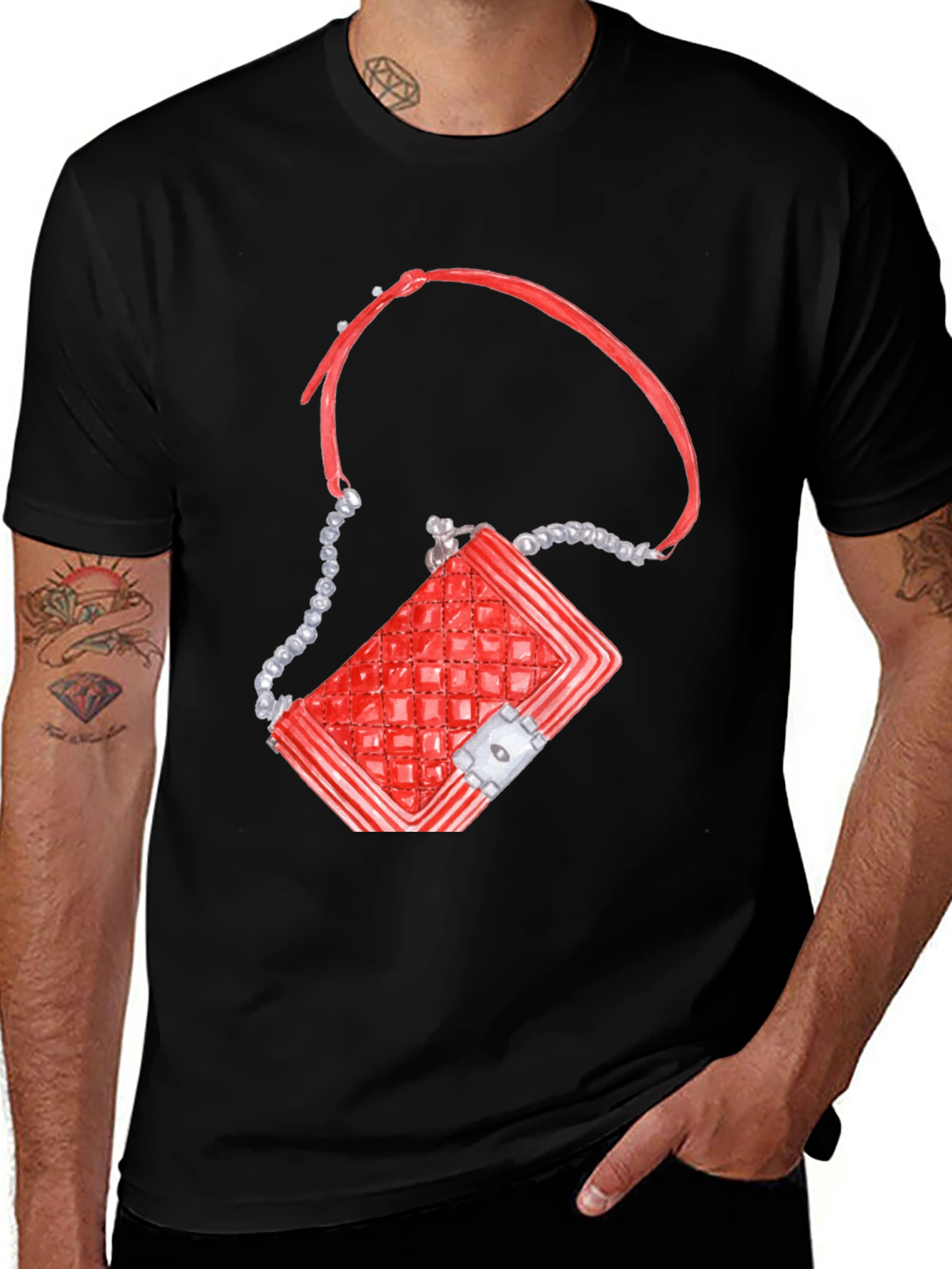 Variant 9 of Red Quilted Bag Graphic T-Shirt