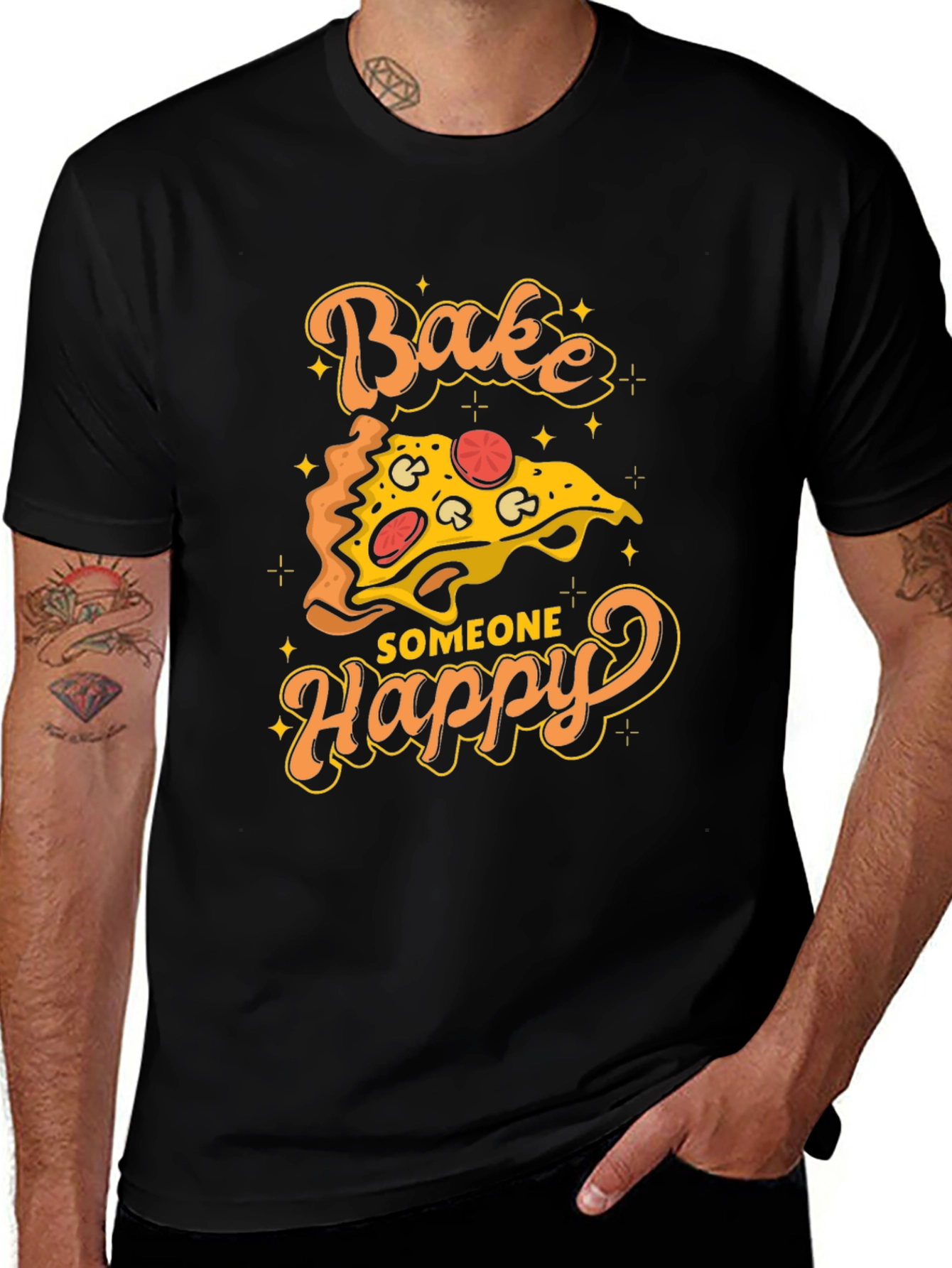 Bake Someone Happy Pizza Graphic T-Shirt