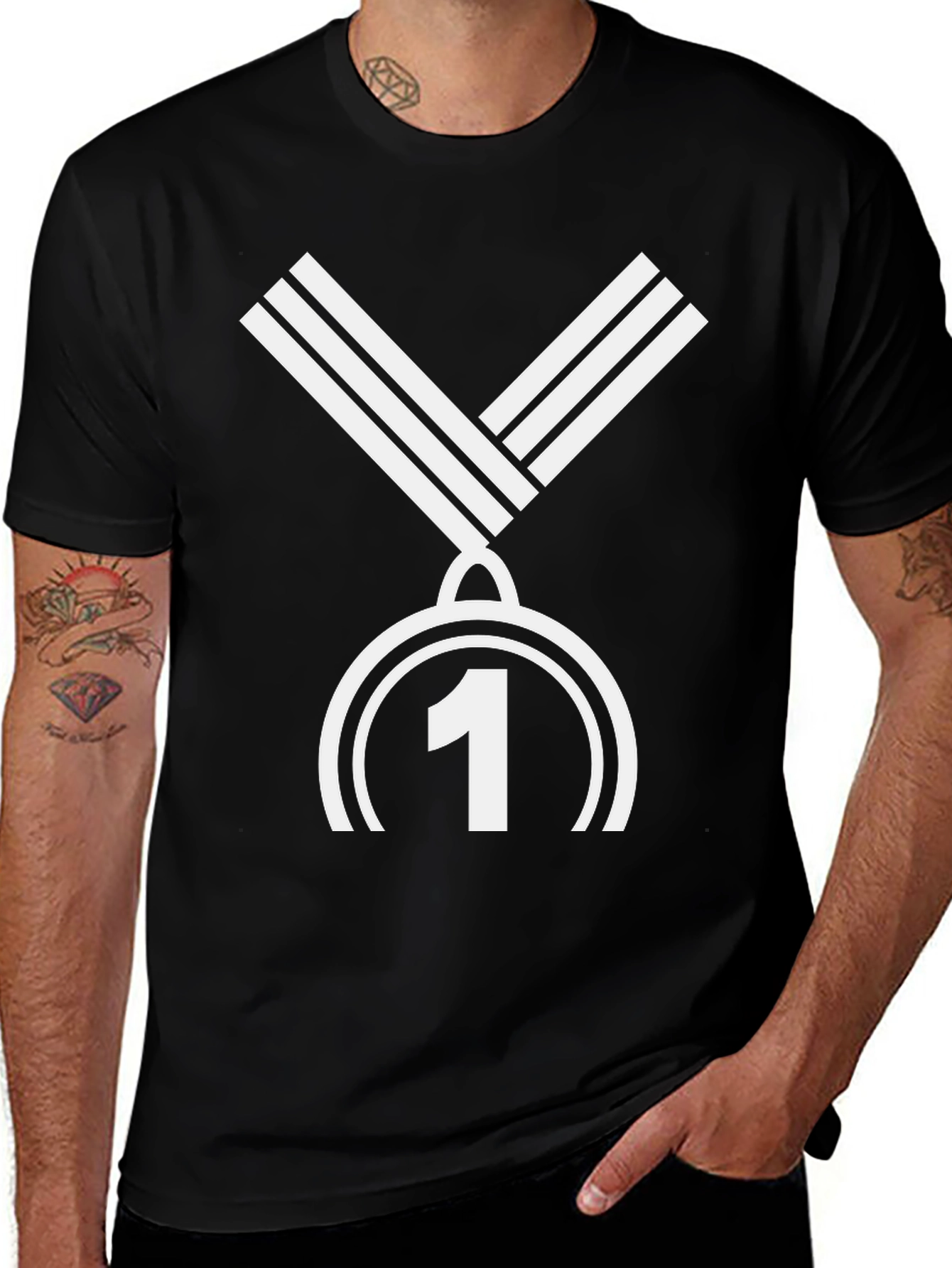 Winner Tee - Number One Medal Black T-Shirt