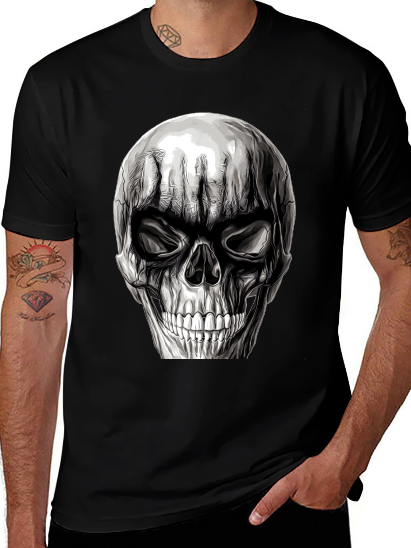 Variant 9 of Skull Graphic T-Shirt - Men's Black Tee