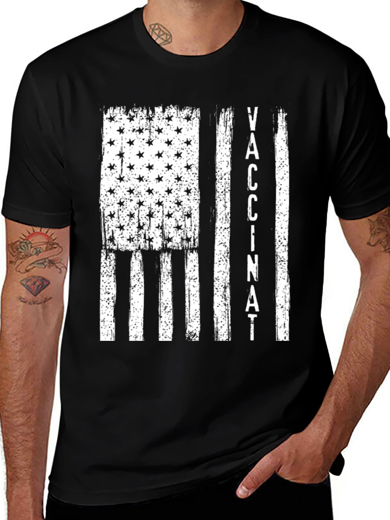 Variant 15 of Vaccinated American Flag T-Shirt Patriotic Design