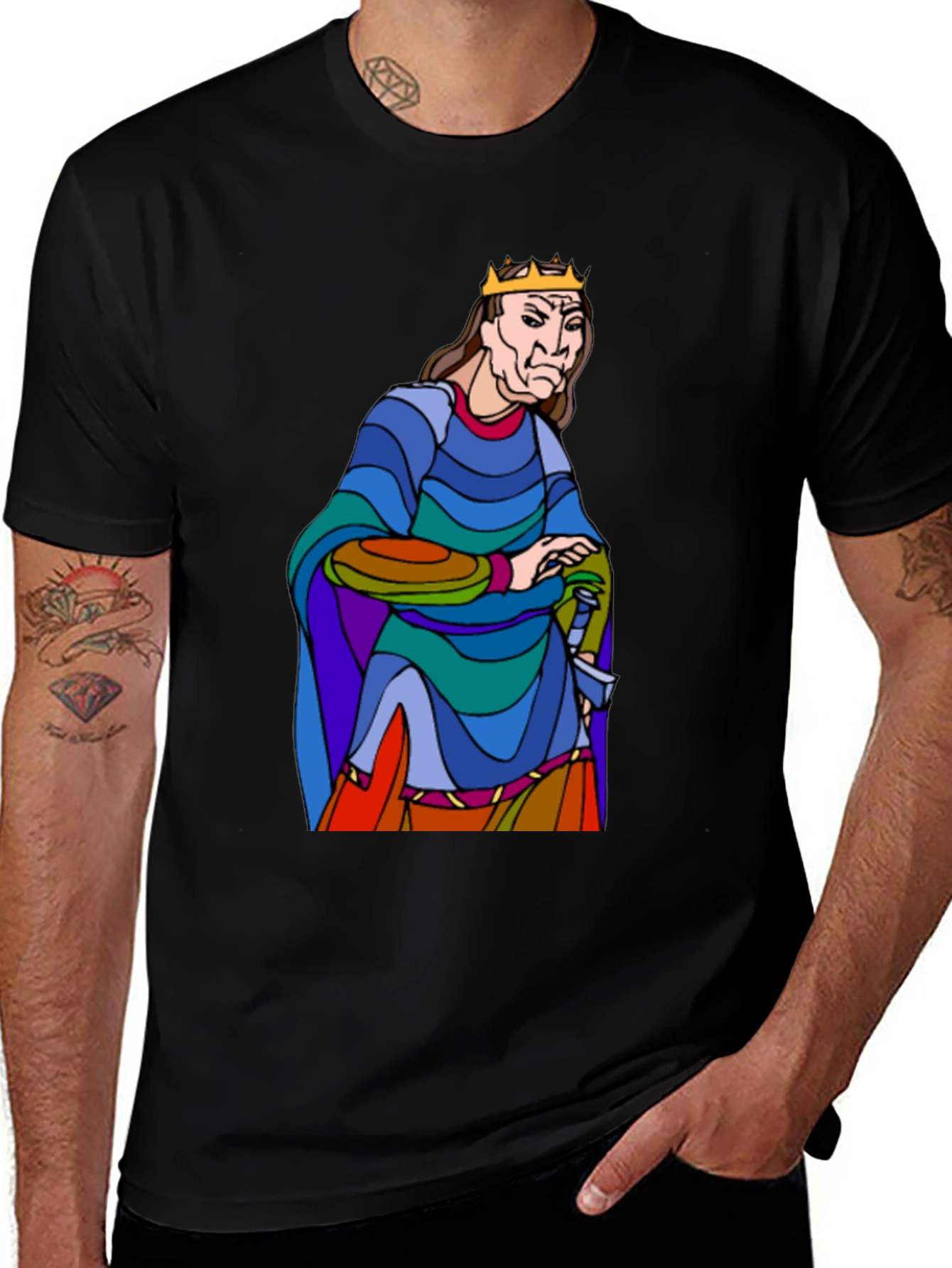 Variant 25 of King Cartoon Graphic T-Shirt - Black