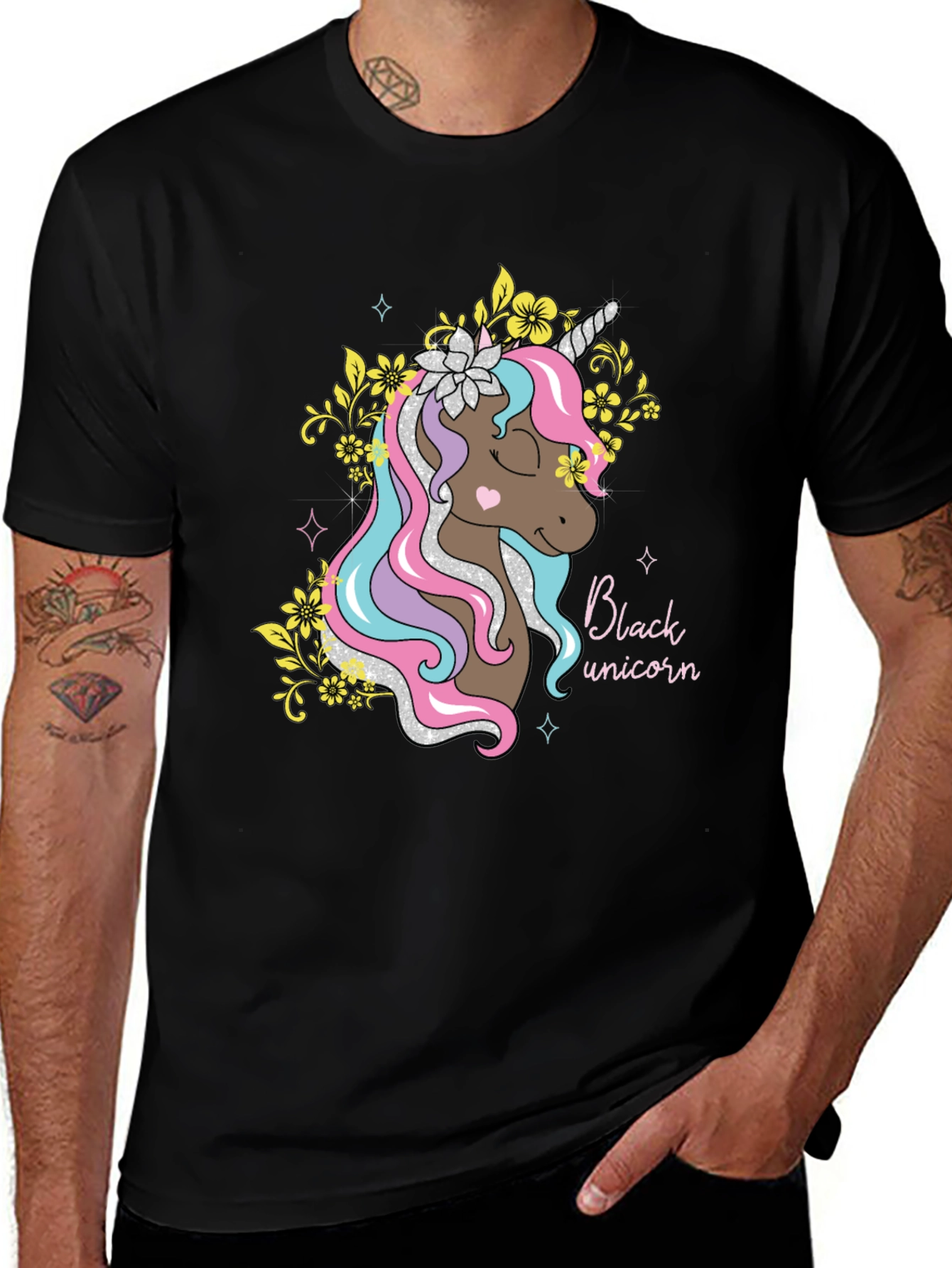 Variant 14 of Black Unicorn Graphic Tee - Stylish Comfort
