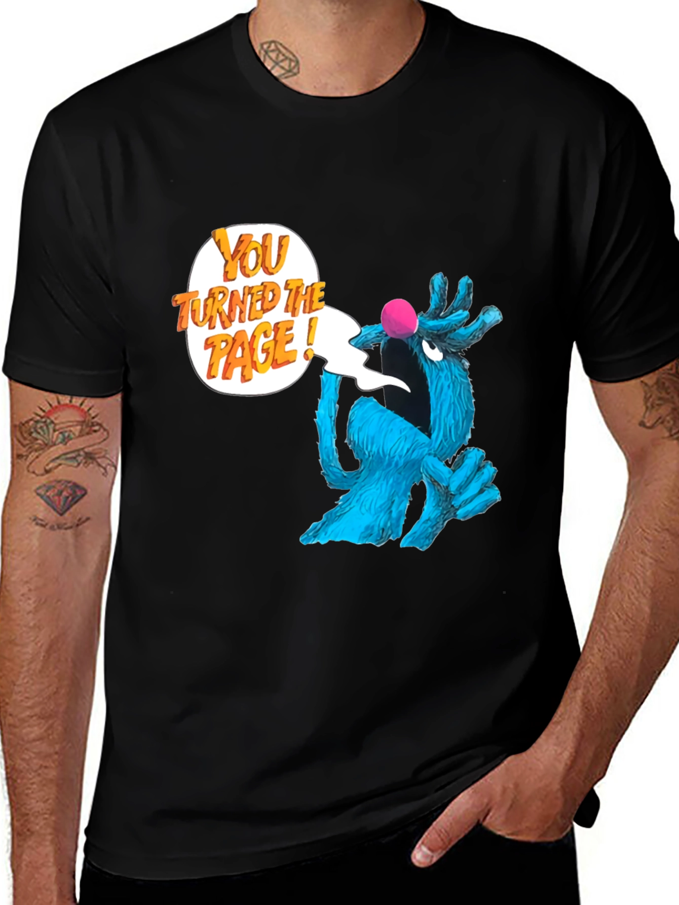 Sesame Street Grover "You Turned The Page!" Black T-Shirt