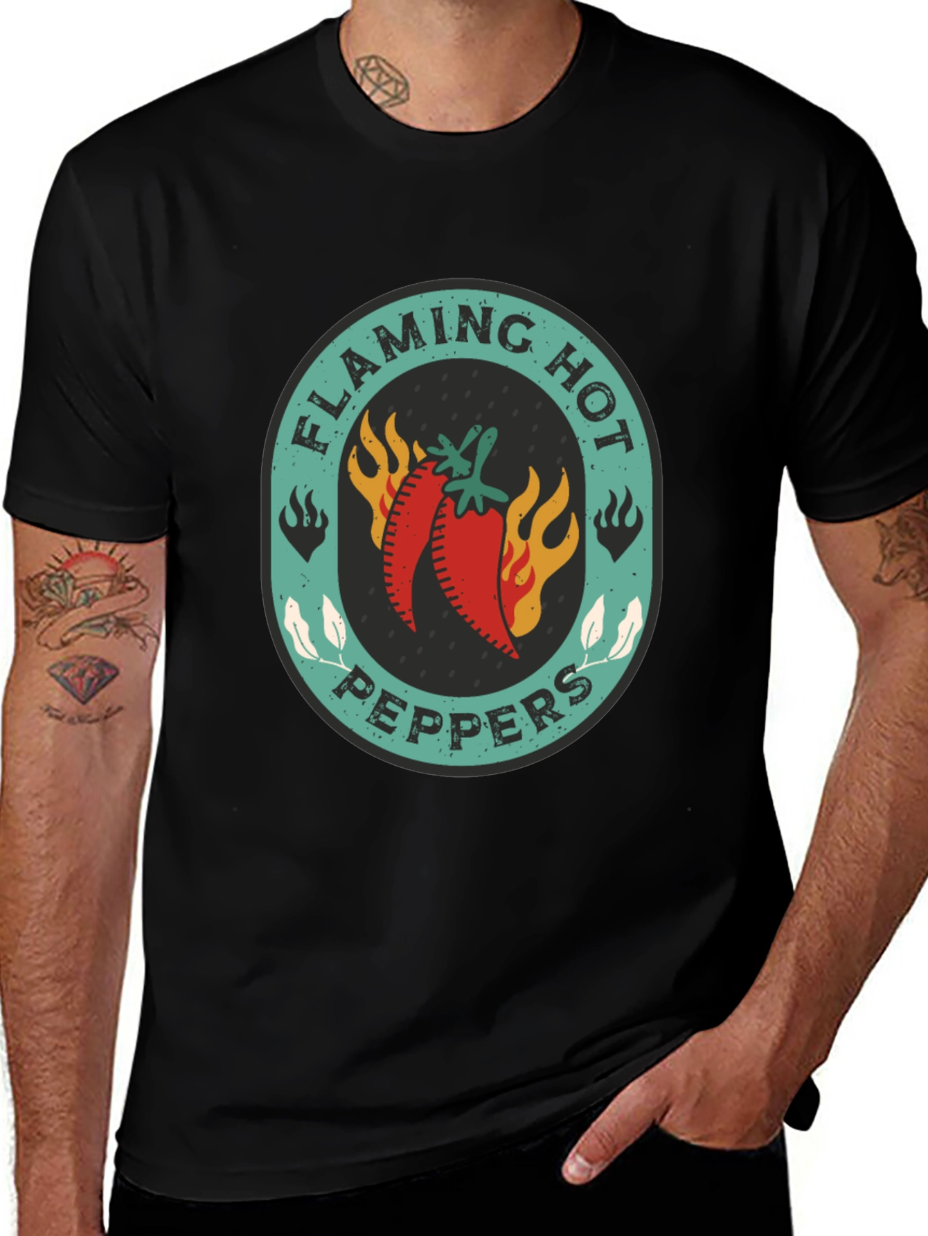 Variant 30 of Flaming Hot Peppers Graphic Tee - Spicy Style