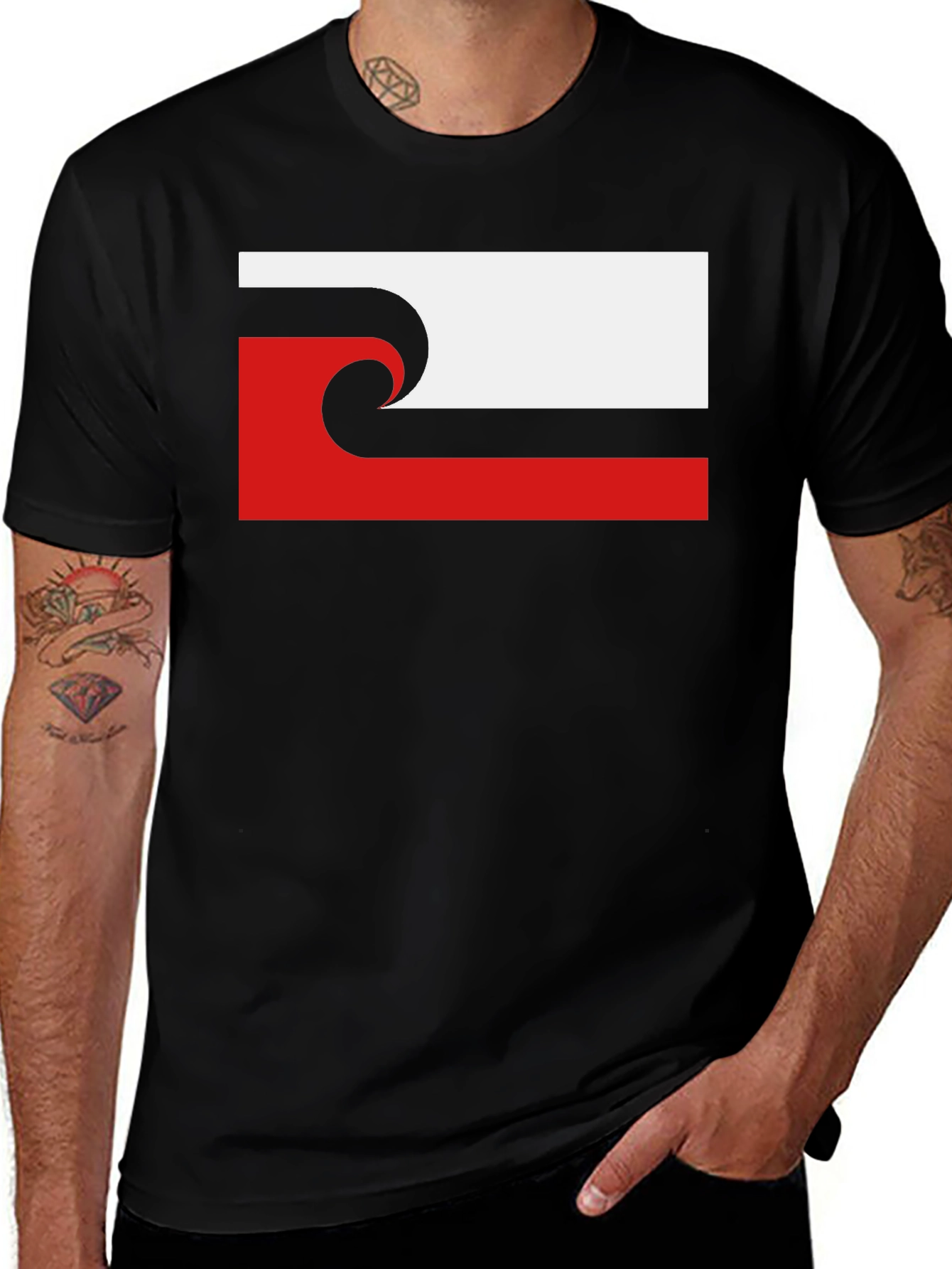Variant 26 of Unique Wave Design Black T-Shirt