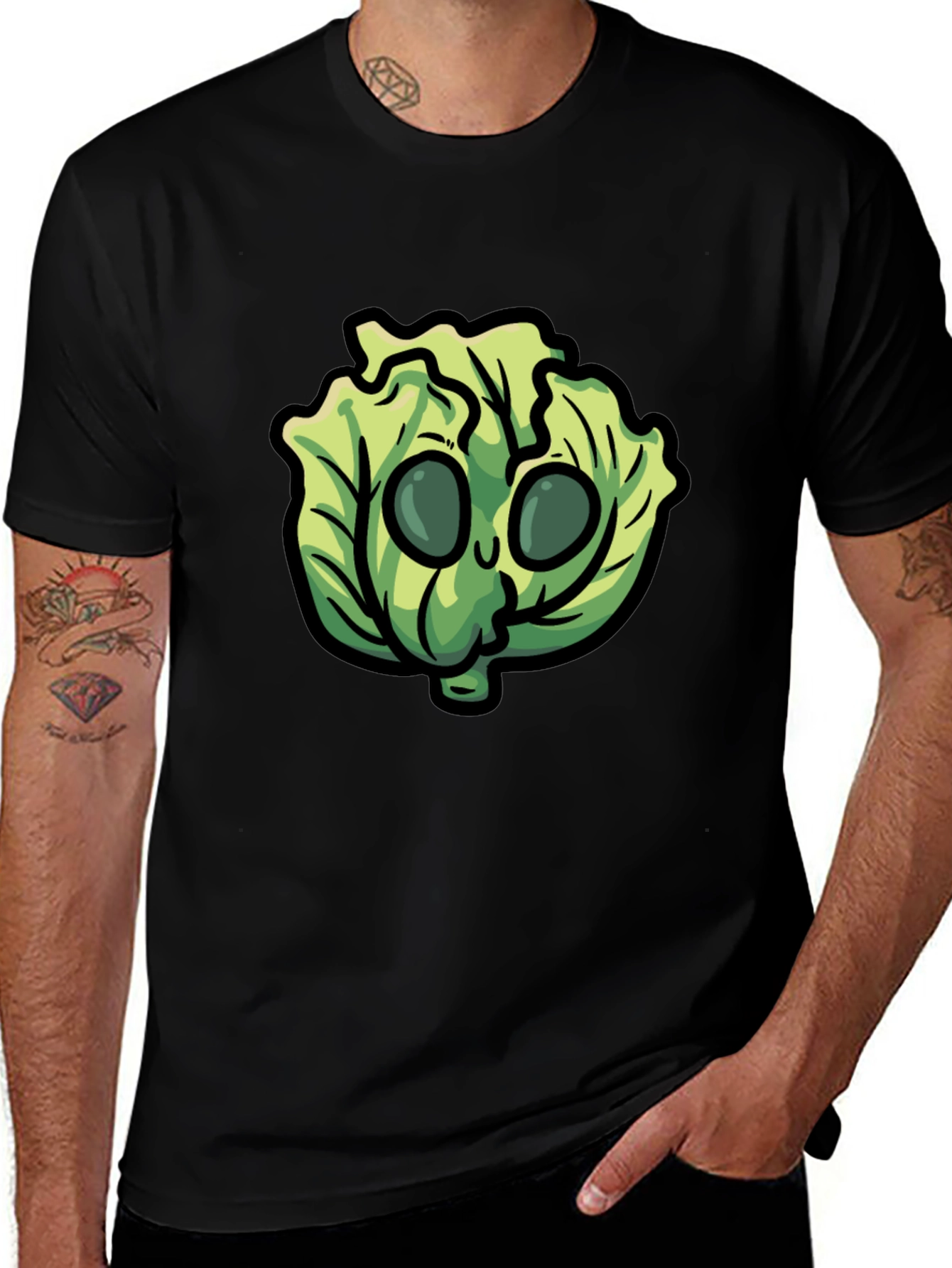 Variant 4 of Lettuce Character Black T-Shirt