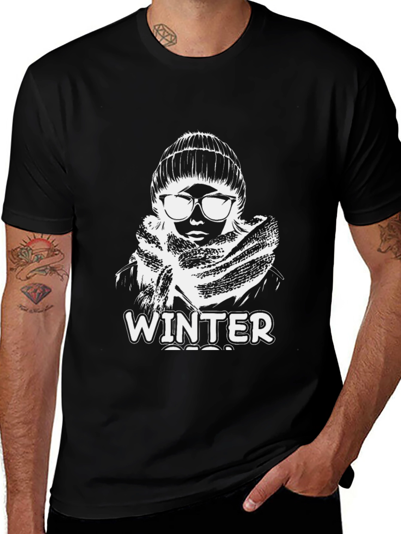 Winter Graphic Black Tee - Stylish Unisex Fashion