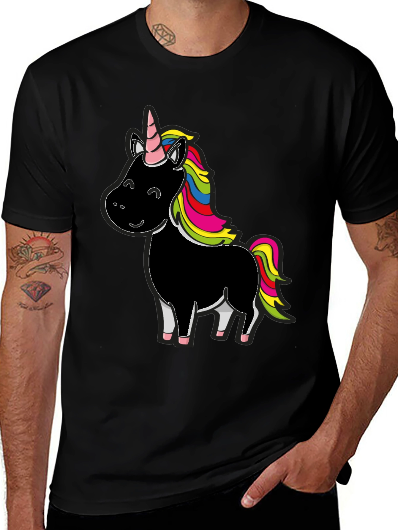 Variant 19 of Unicorn Graphic Tee - Black Cotton Blend T-Shirt