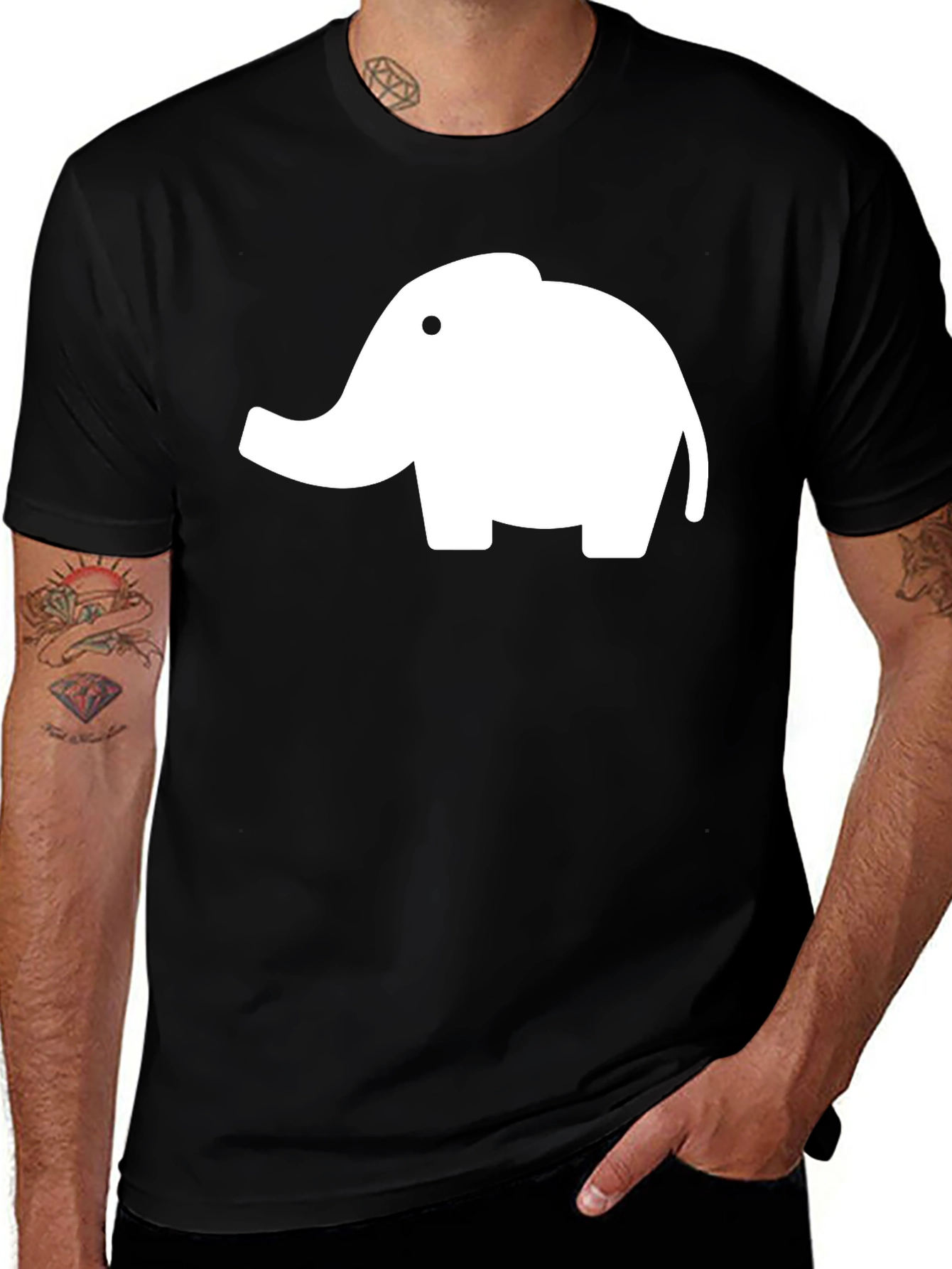 Variant 9 of Elephant Graphic Tee - Black Cotton T-Shirt