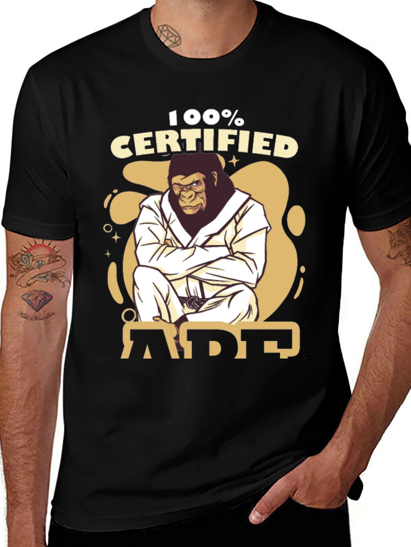 100% Certified Ape Jiu Jitsu Black T-Shirt
