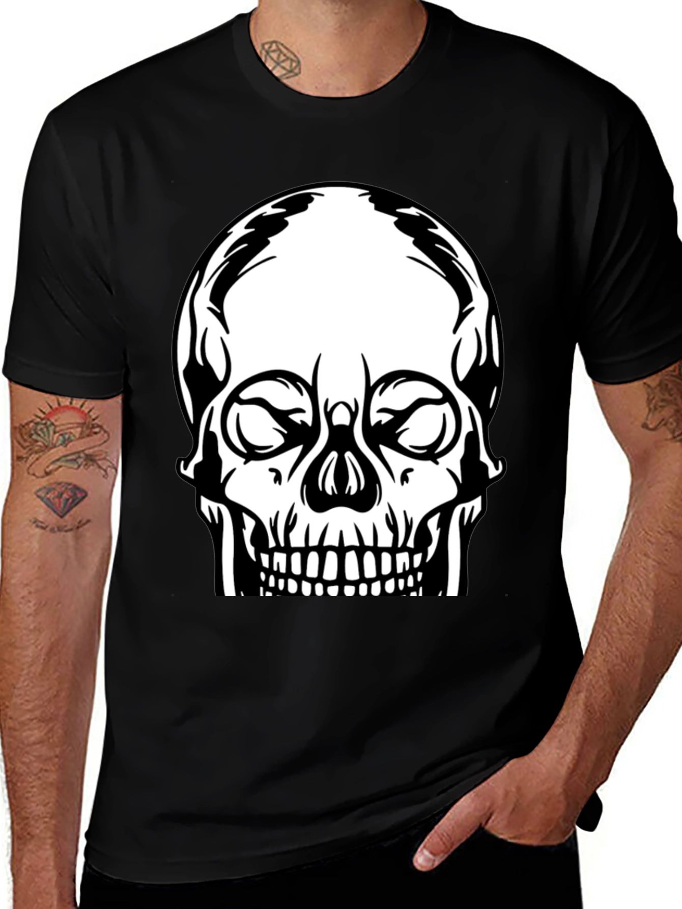 Variant 25 of Skull Graphic Print Black T-Shirt