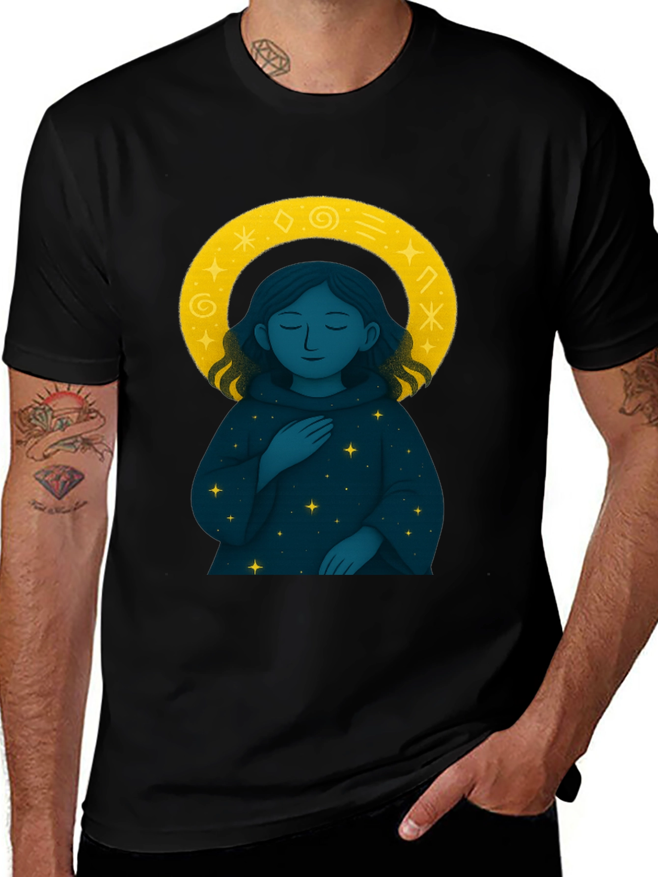 Variant 4 of Celestial Starry Night Graphic Tee - Unisex Black T-Shirt