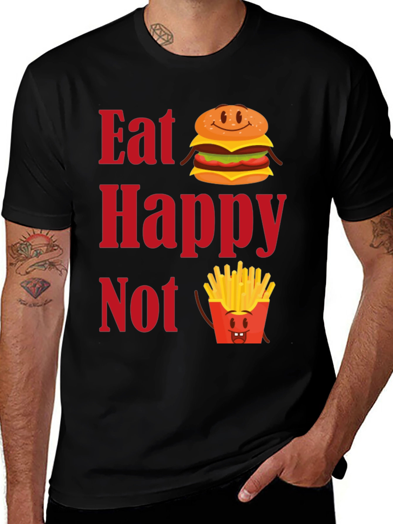 Variant 13 of Eat Happy Not T-Shirt - Funny Foodie Graphic Tee