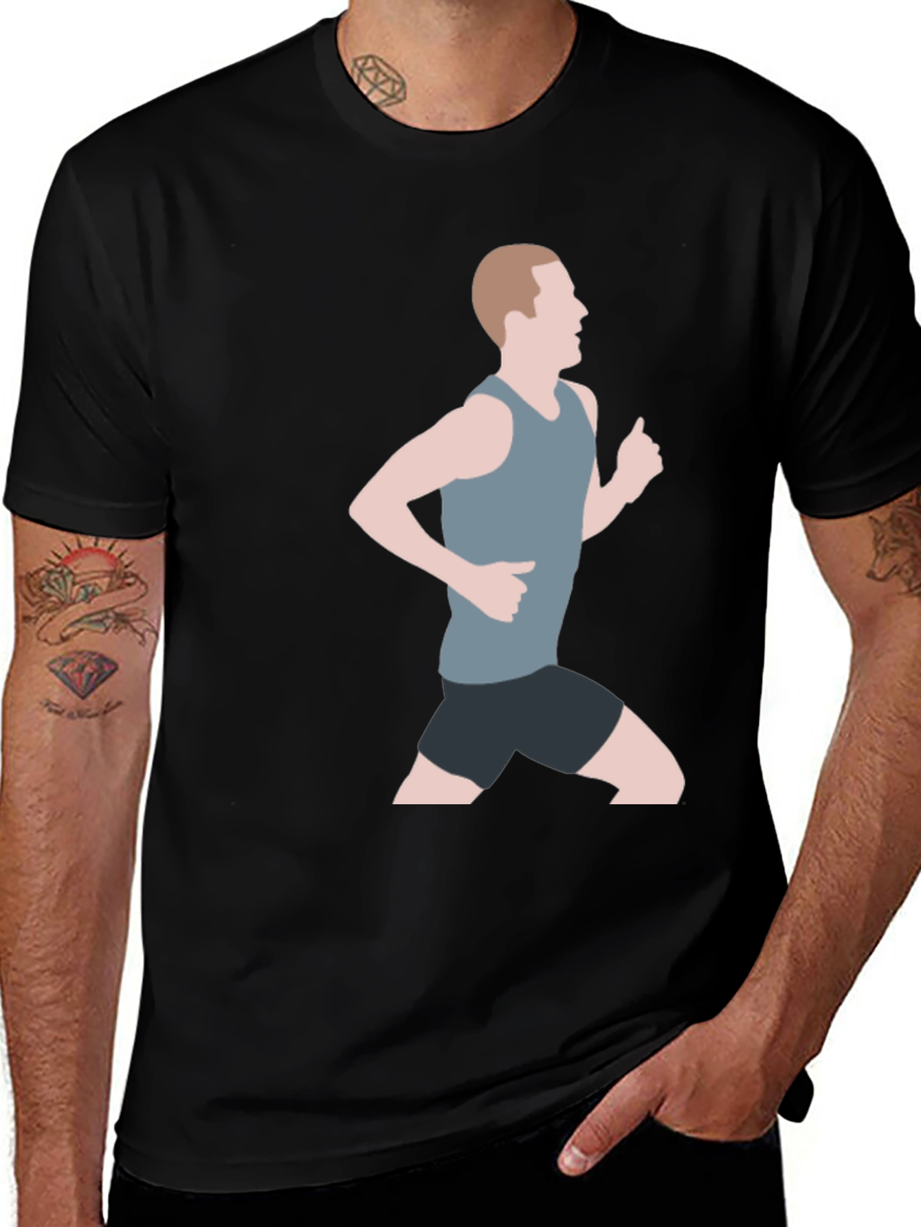 Variant 7 of Black Tee with Runner Graphic