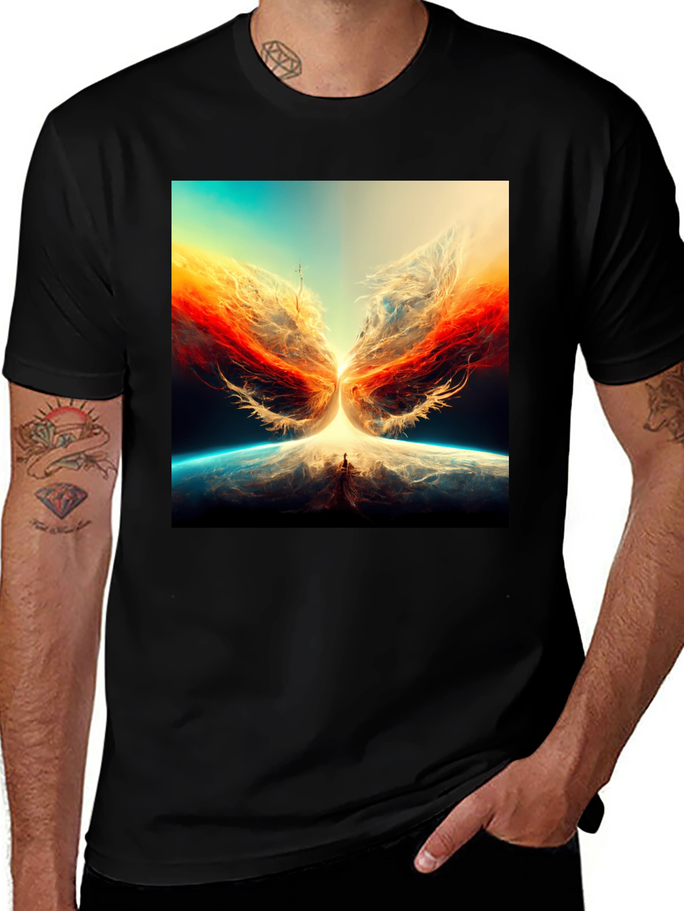 Variant 2 of Abstract Phoenix Graphic Print Tee