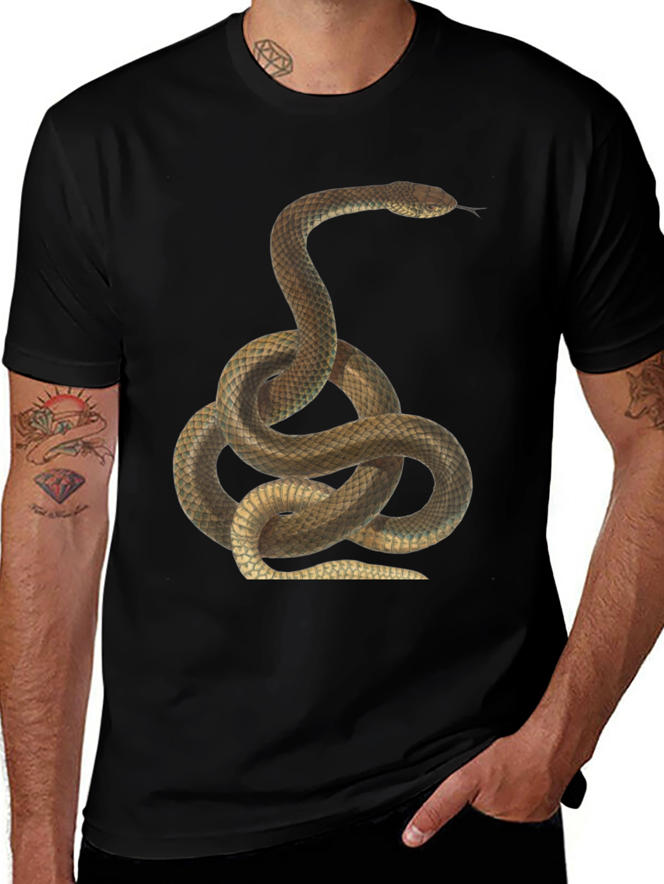 Variant 20 of Snake Print Black T-Shirt for Men