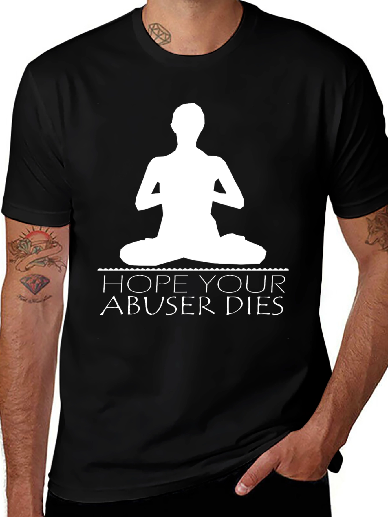 Variant 12 of Yoga Hope Your Abuser Dies Black T-Shirt