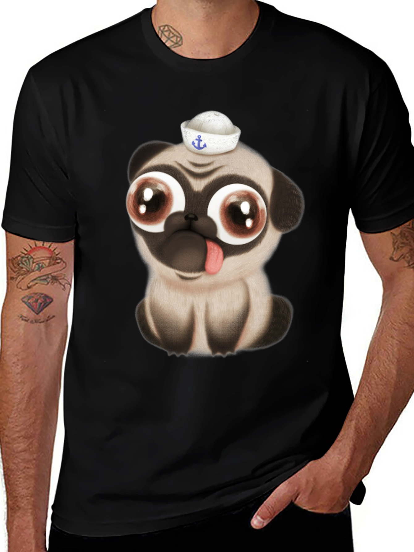 Variant 12 of Cute Pug Sailor Graphic T-Shirt