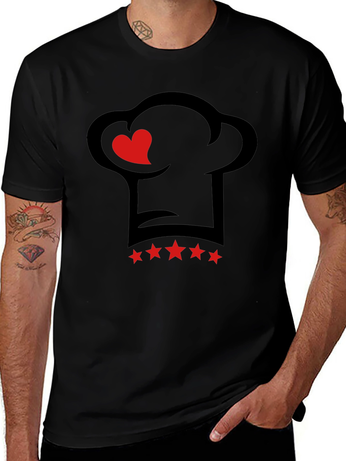 Variant 4 of Chef Hat with Heart and Stars Graphic T-Shirt