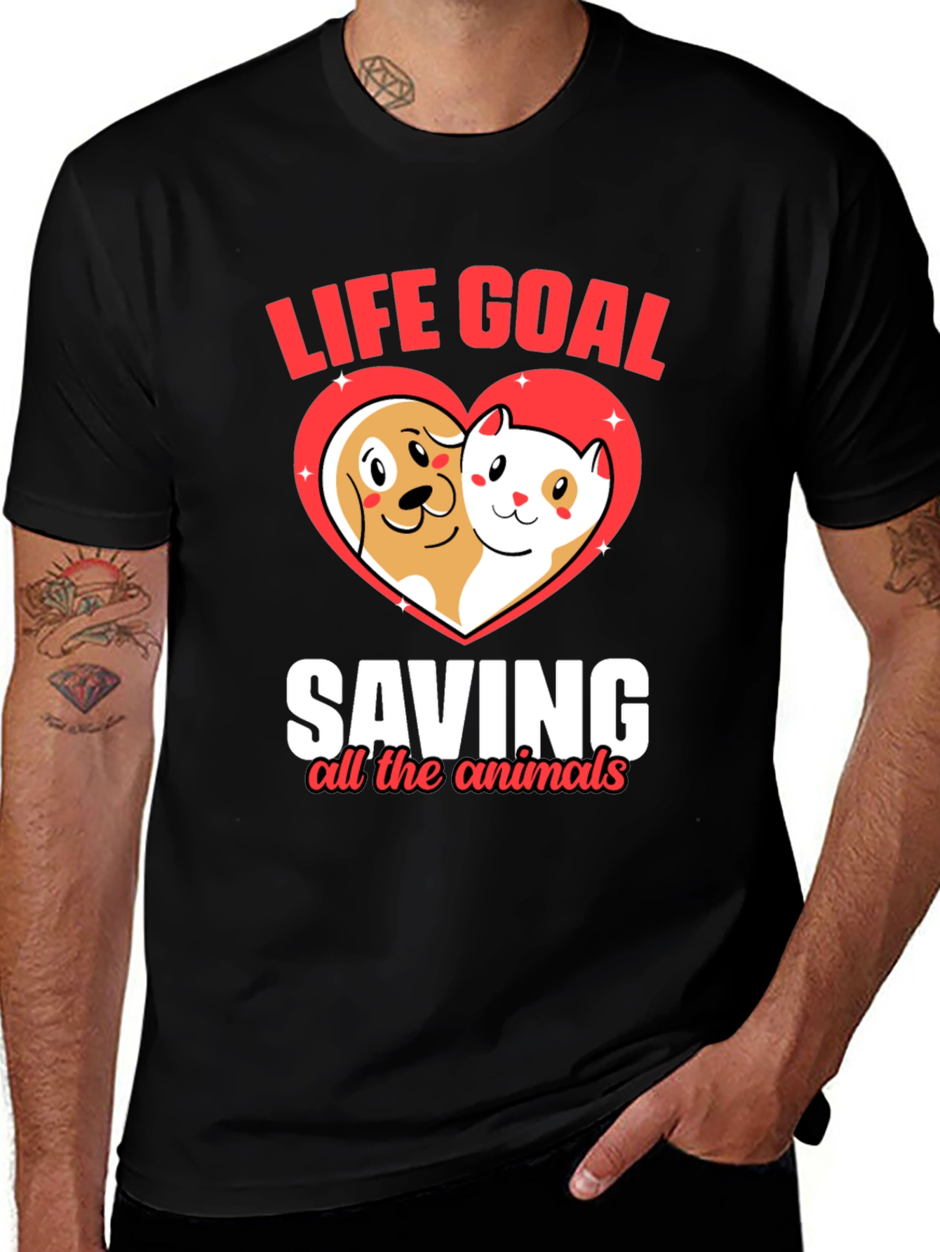 Variant 17 of Life Goal Saving Animals Graphic T-Shirt