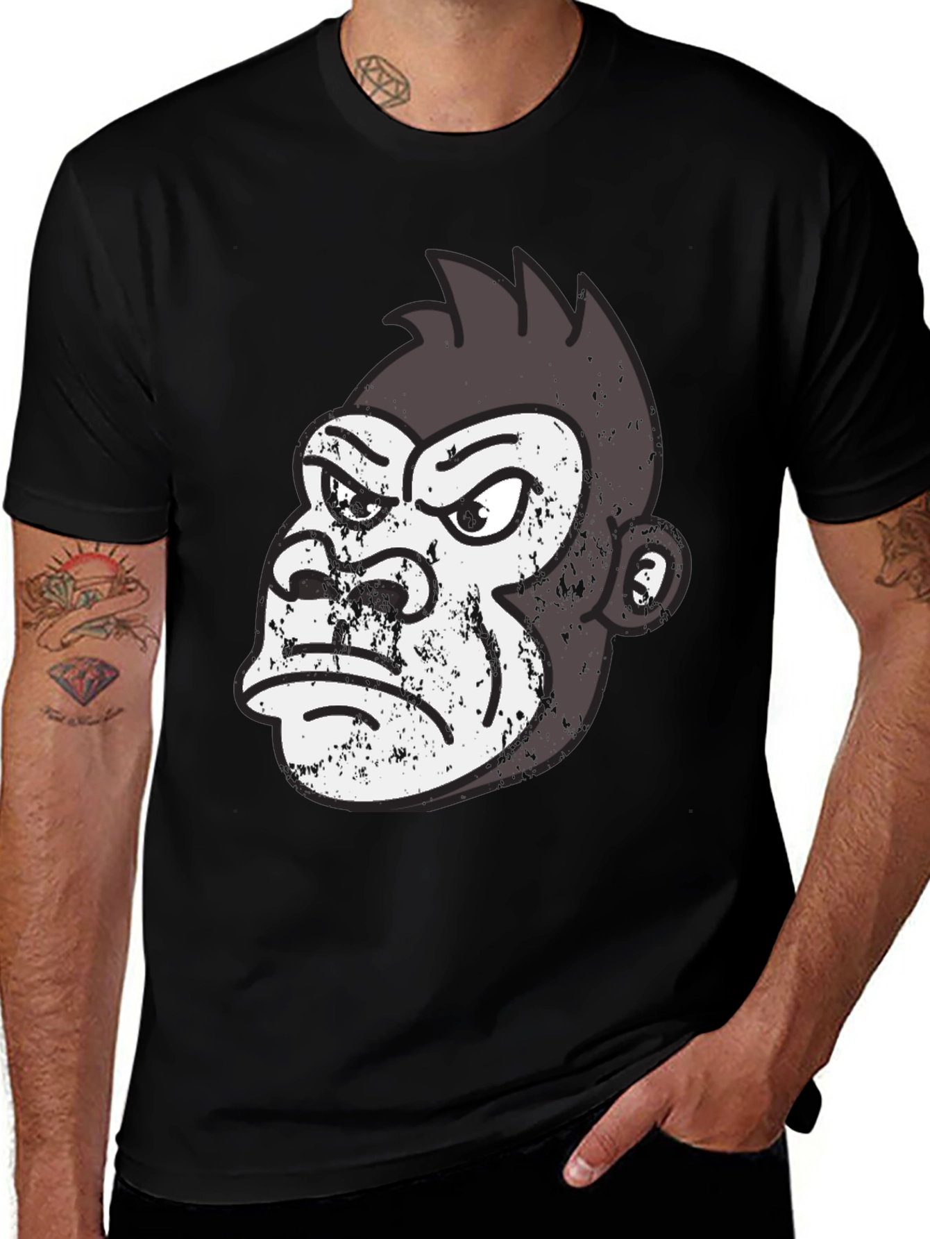 Variant 22 of Grumpy Gorilla Graphic T-Shirt - Black Cotton Tee
