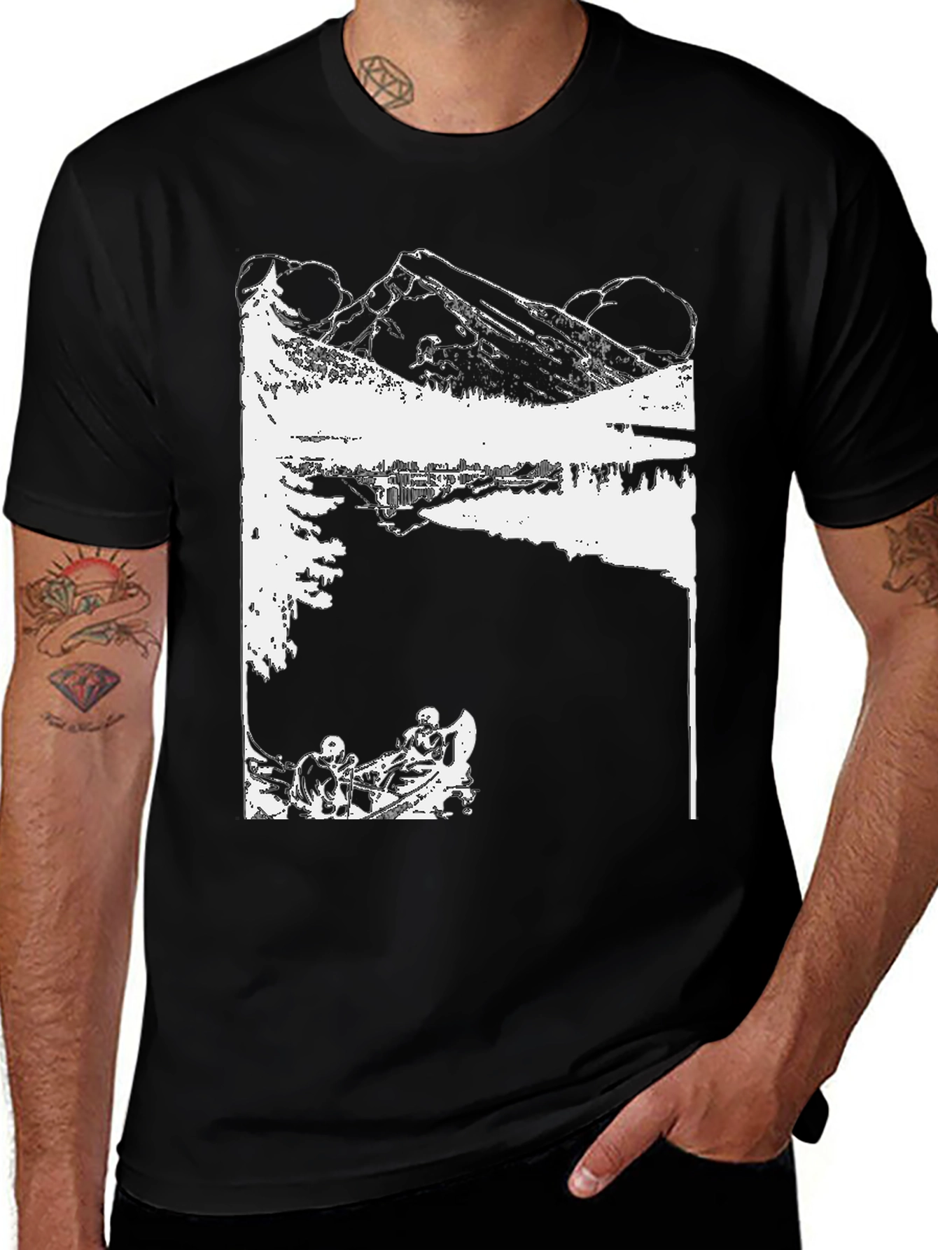 Variant 14 of Mountain Lake Canoe Graphic Tee - Black