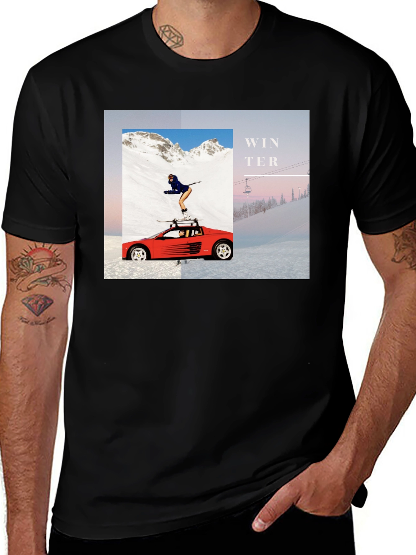 Variant 30 of Winter Scene Graphic Tee - Unisex Black T-Shirt