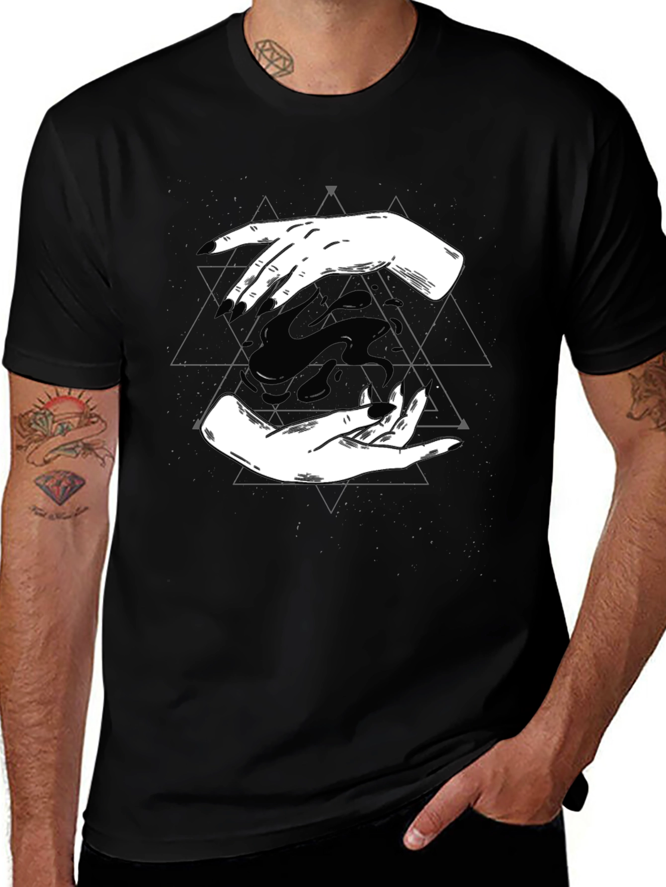 Variant 15 of Mystic Hands Graphic Tee - Unisex Black Shirt