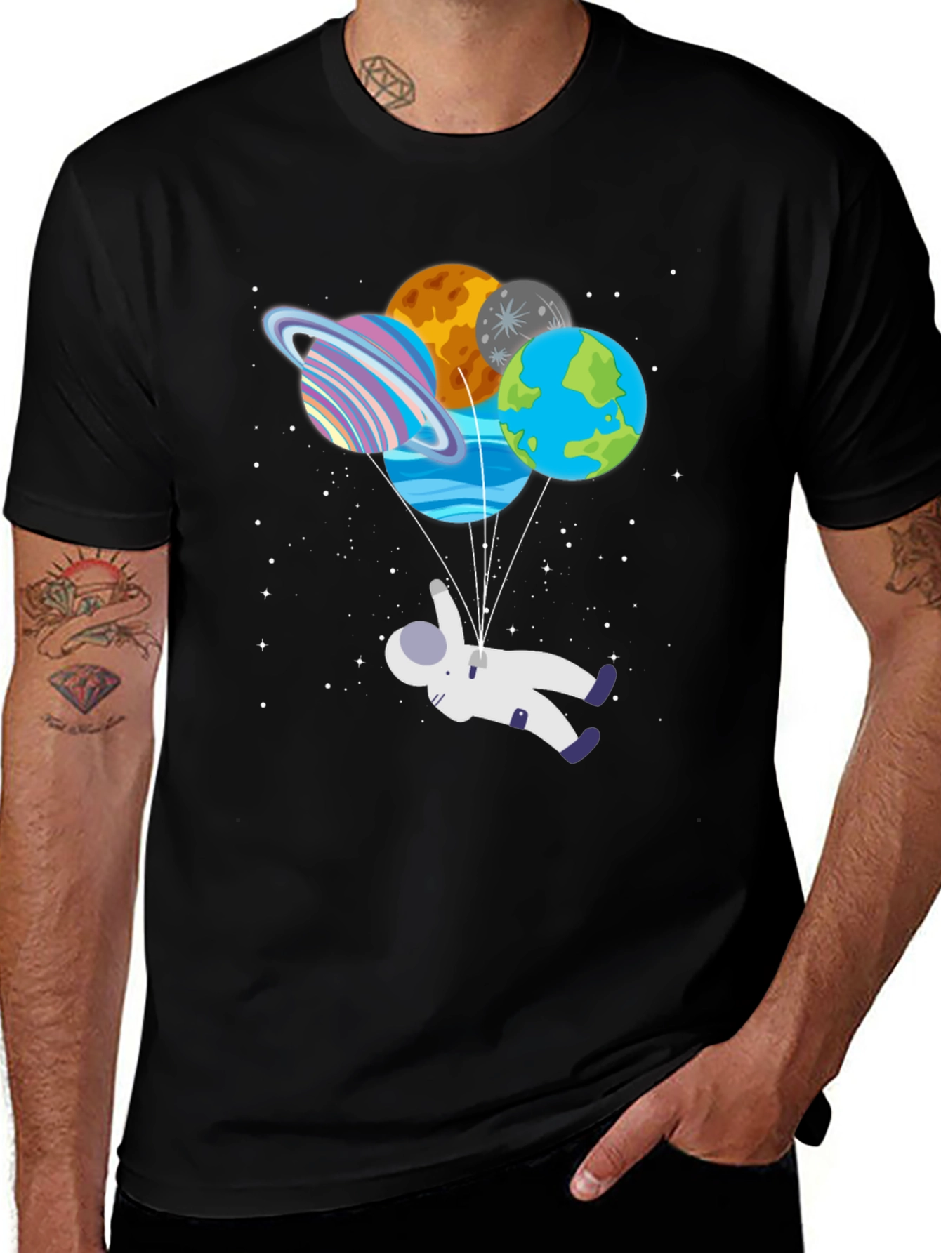 Variant 19 of Astronaut and Planets Graphic T-Shirt