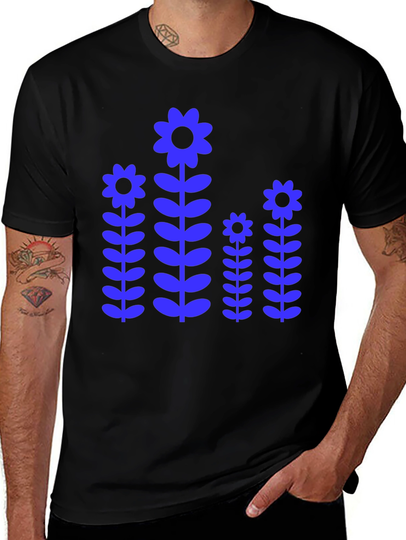 Variant 21 of Blue Flower Power Graphic T-Shirt