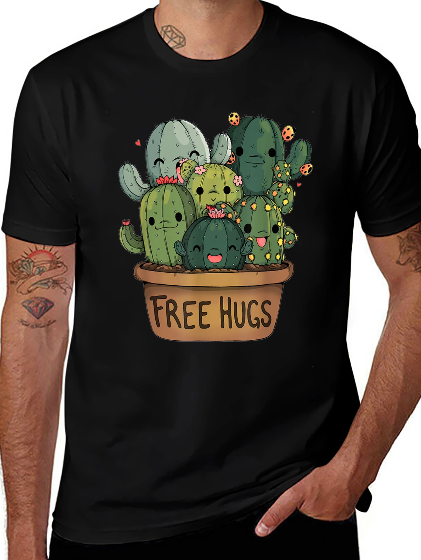 Variant 23 of Cute Cactus Free Hugs Graphic T-Shirt
