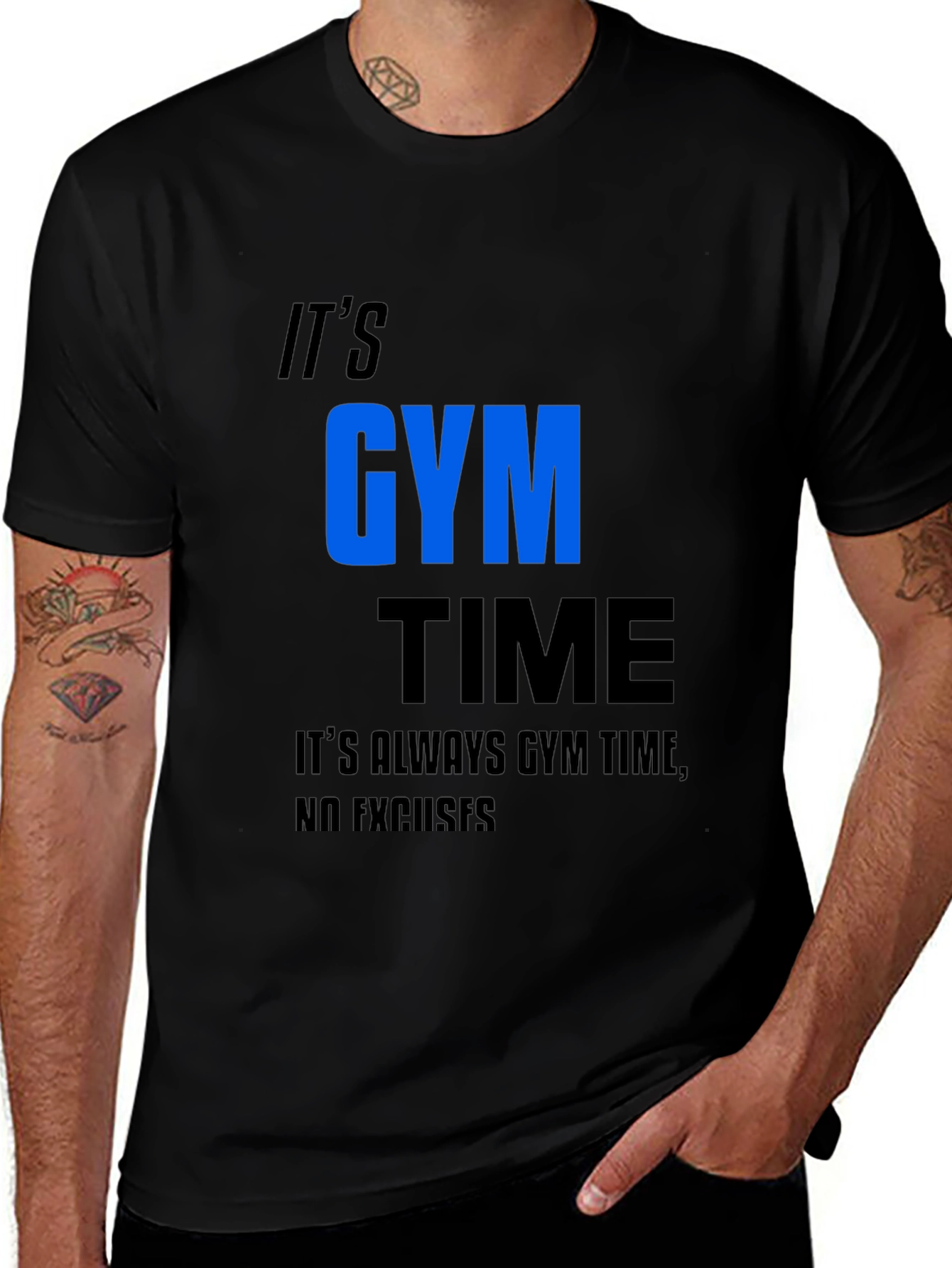Variant 16 of It's Gym Time Black T-Shirt for Fitness Enthusiasts