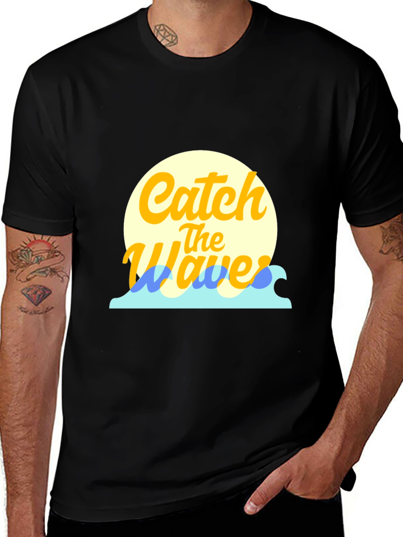 Variant 25 of Catch the Waves Graphic Tee - Black